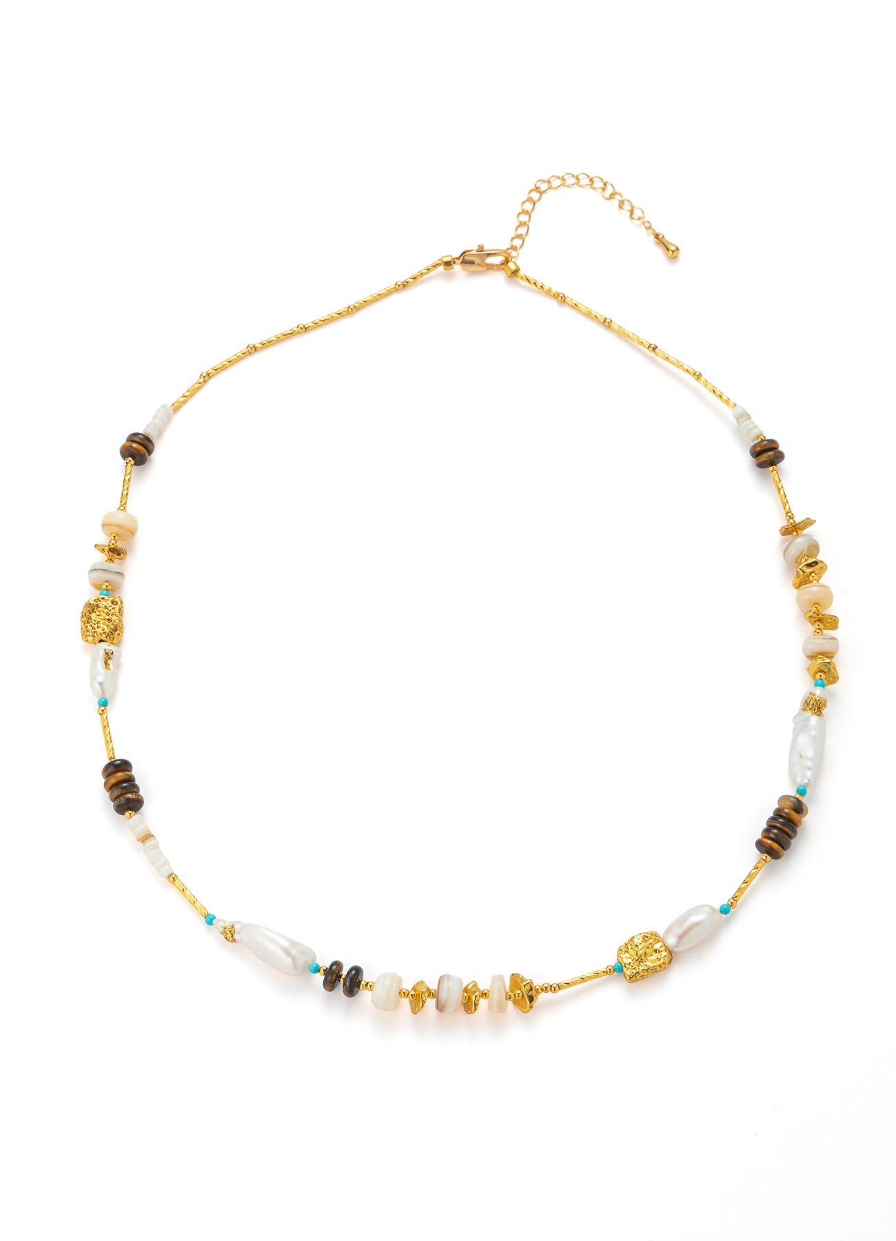 Tiger Eyes & Pearl Necklace