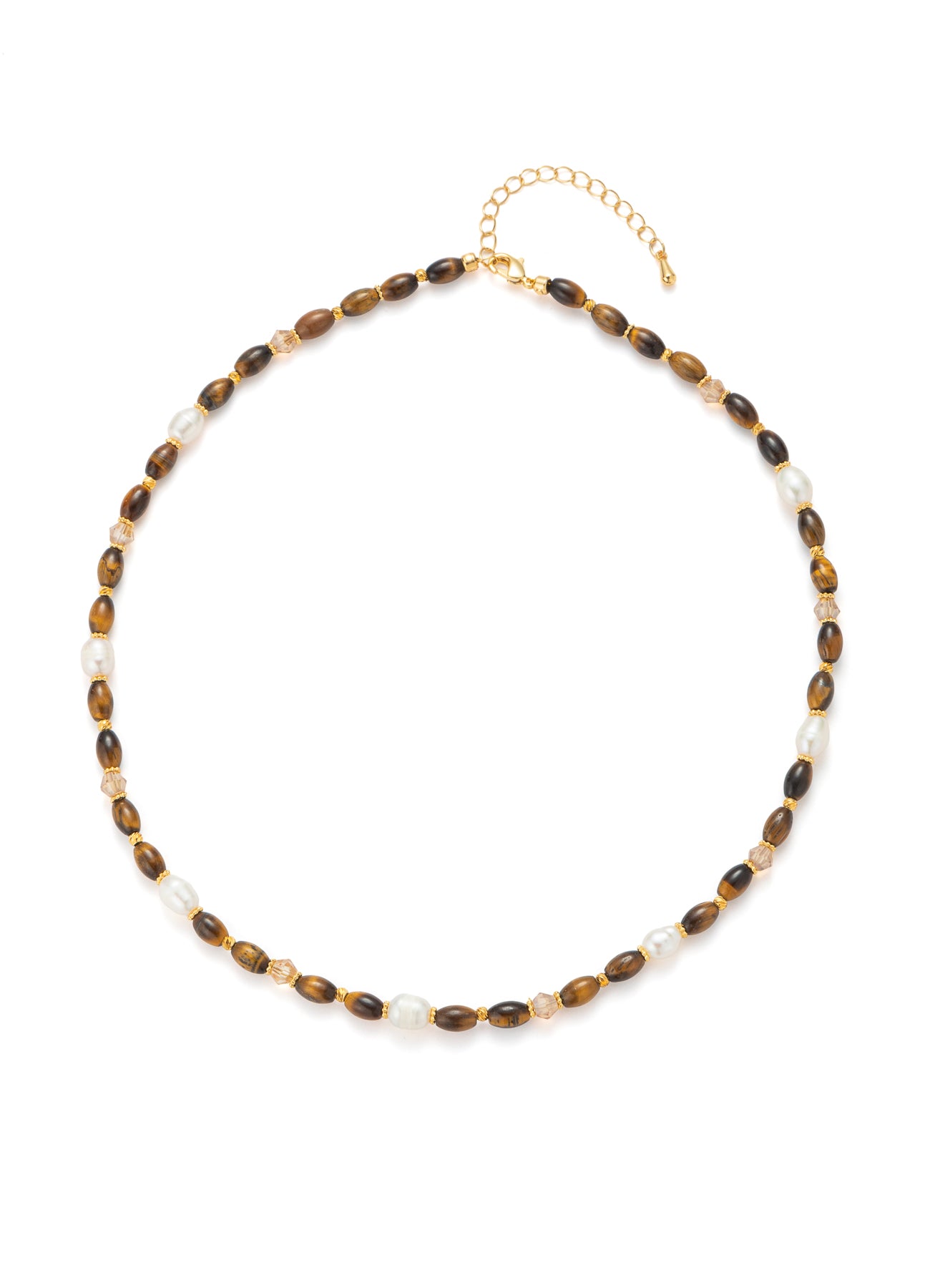 Tiger Eyes & Pearl Necklace