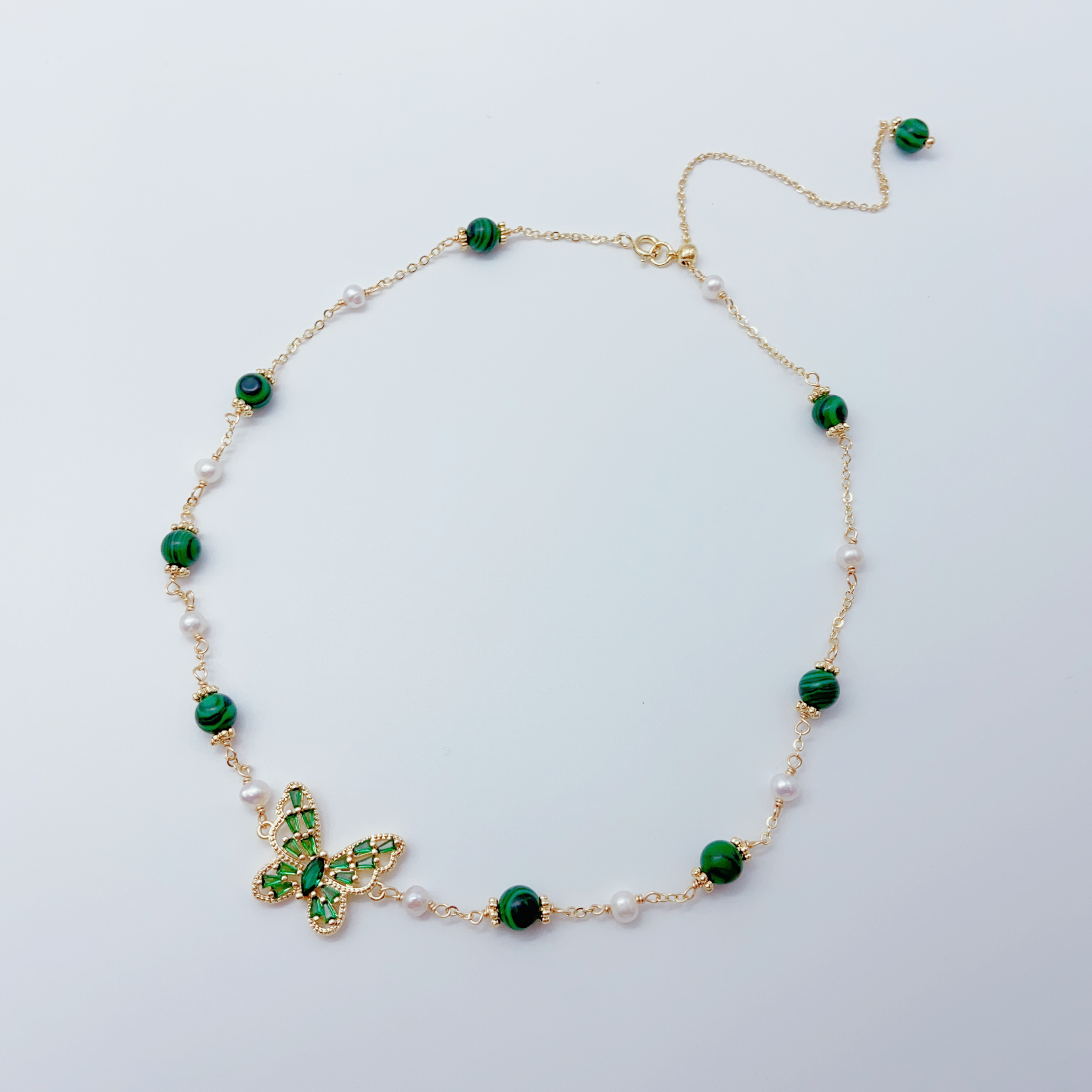 Malahite & Pearl Necklace