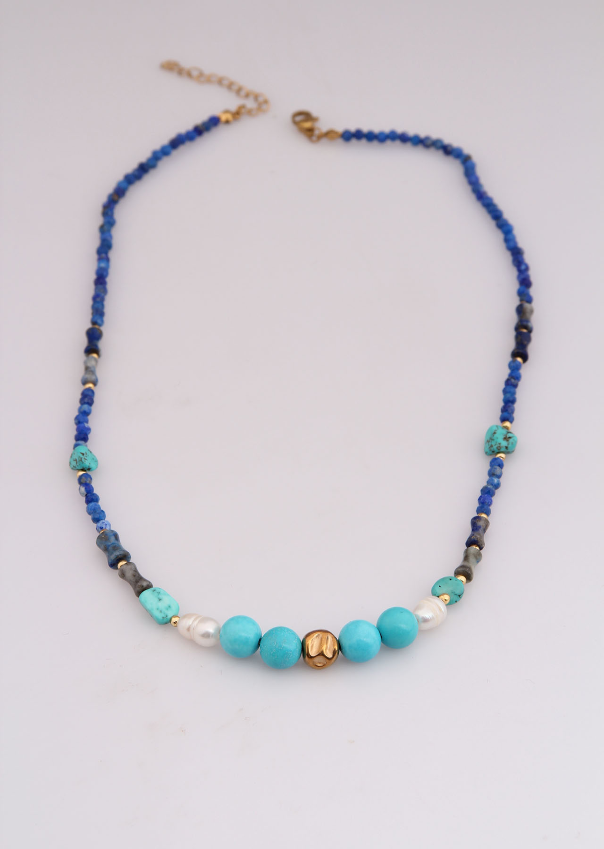 Lapis & Turquoise & Pearl Necklace