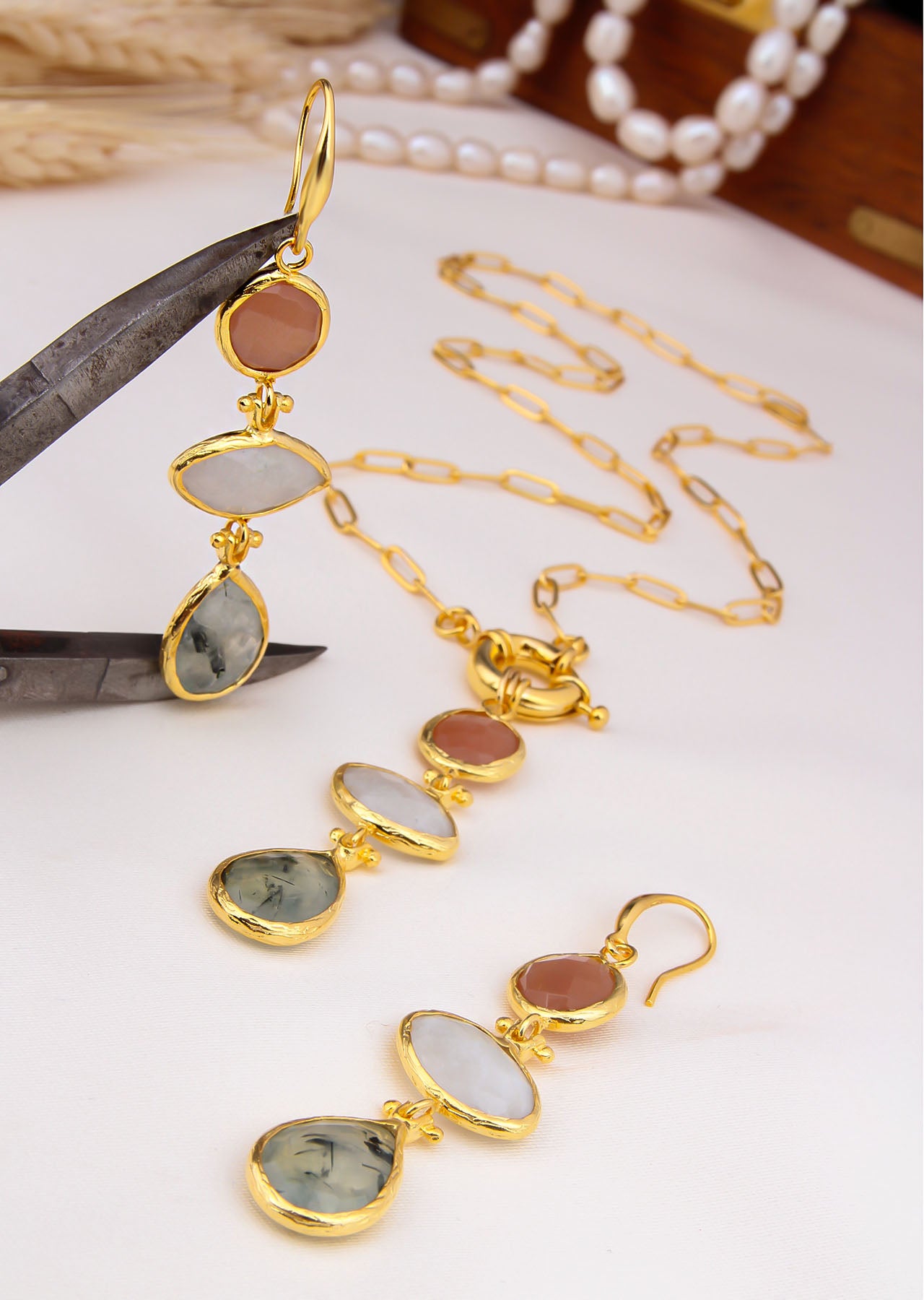 Sunstone & Moonstone & Prenhite Set