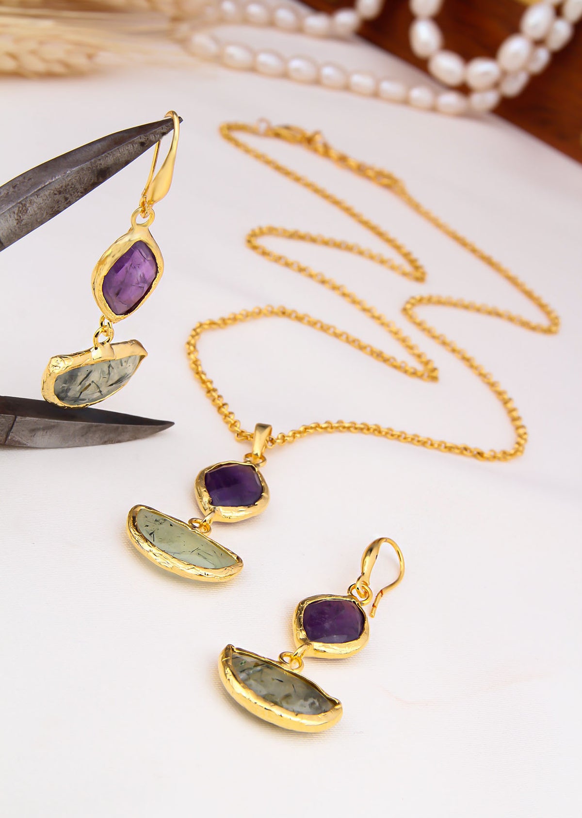 Amethyst & Prenhite Set