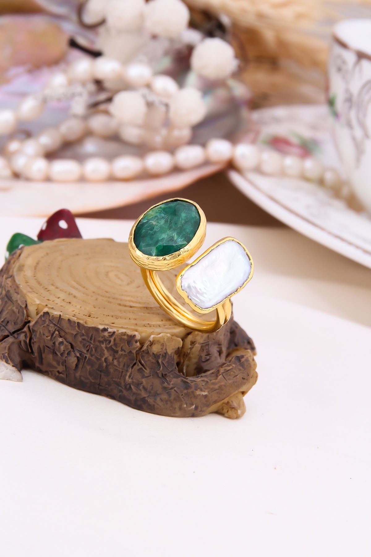 Agate & Pearl Bague