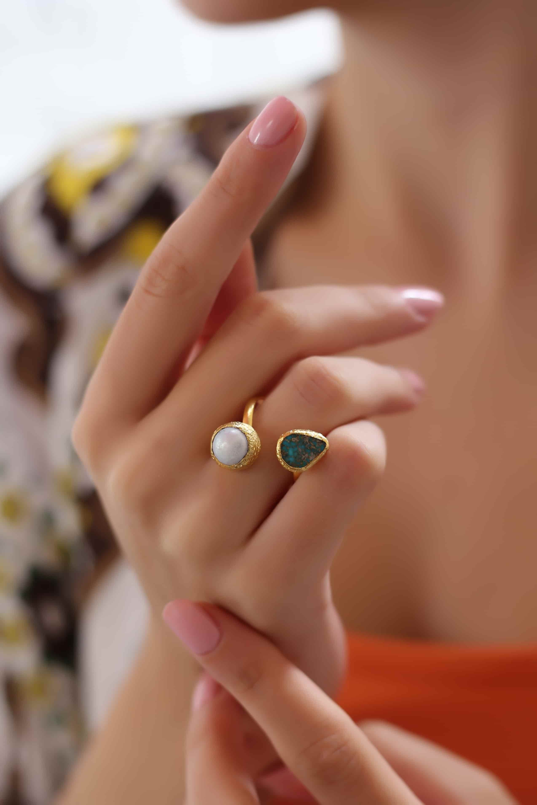 Pearl & Turquoise Bague