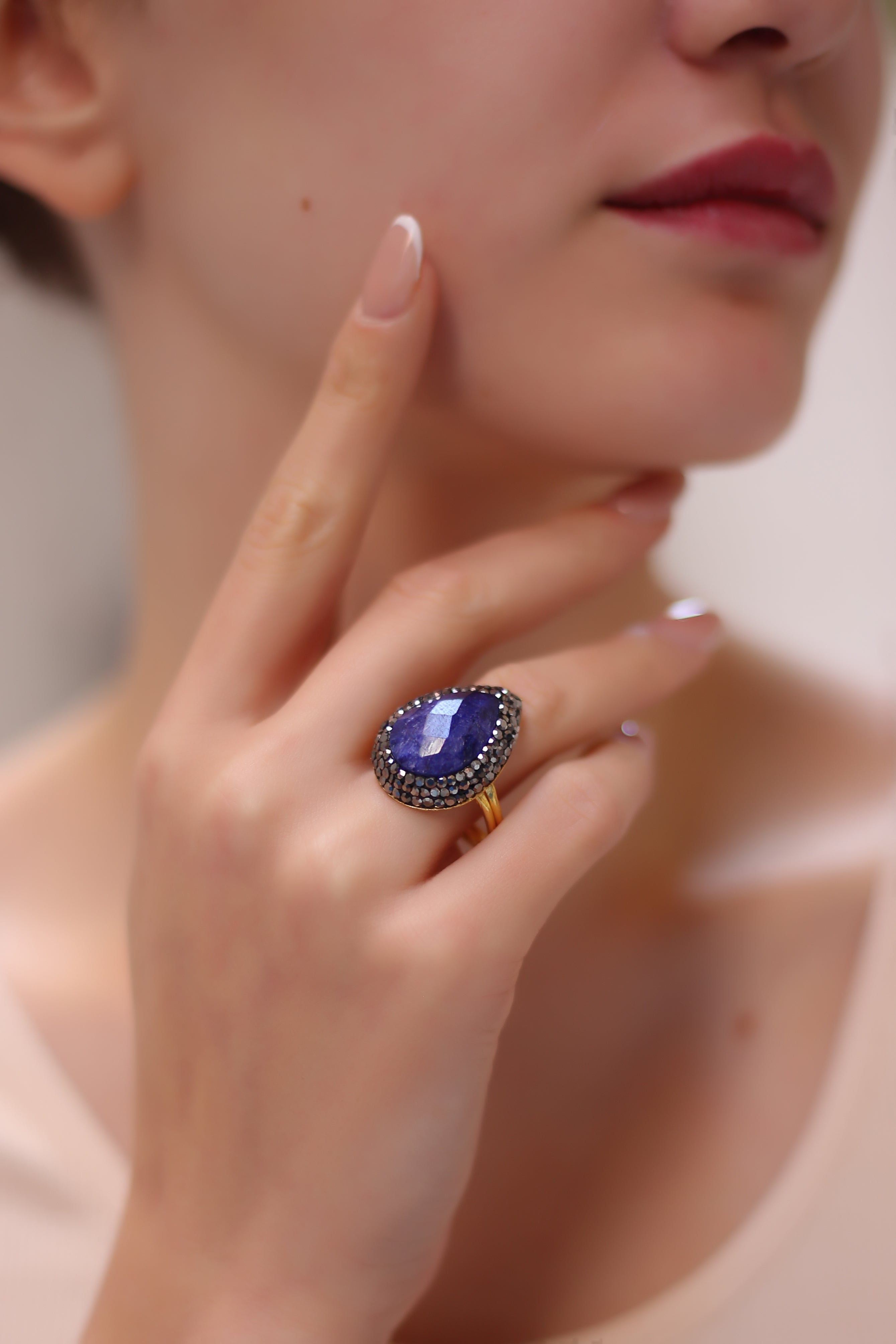 Saphire & Hematite Bague