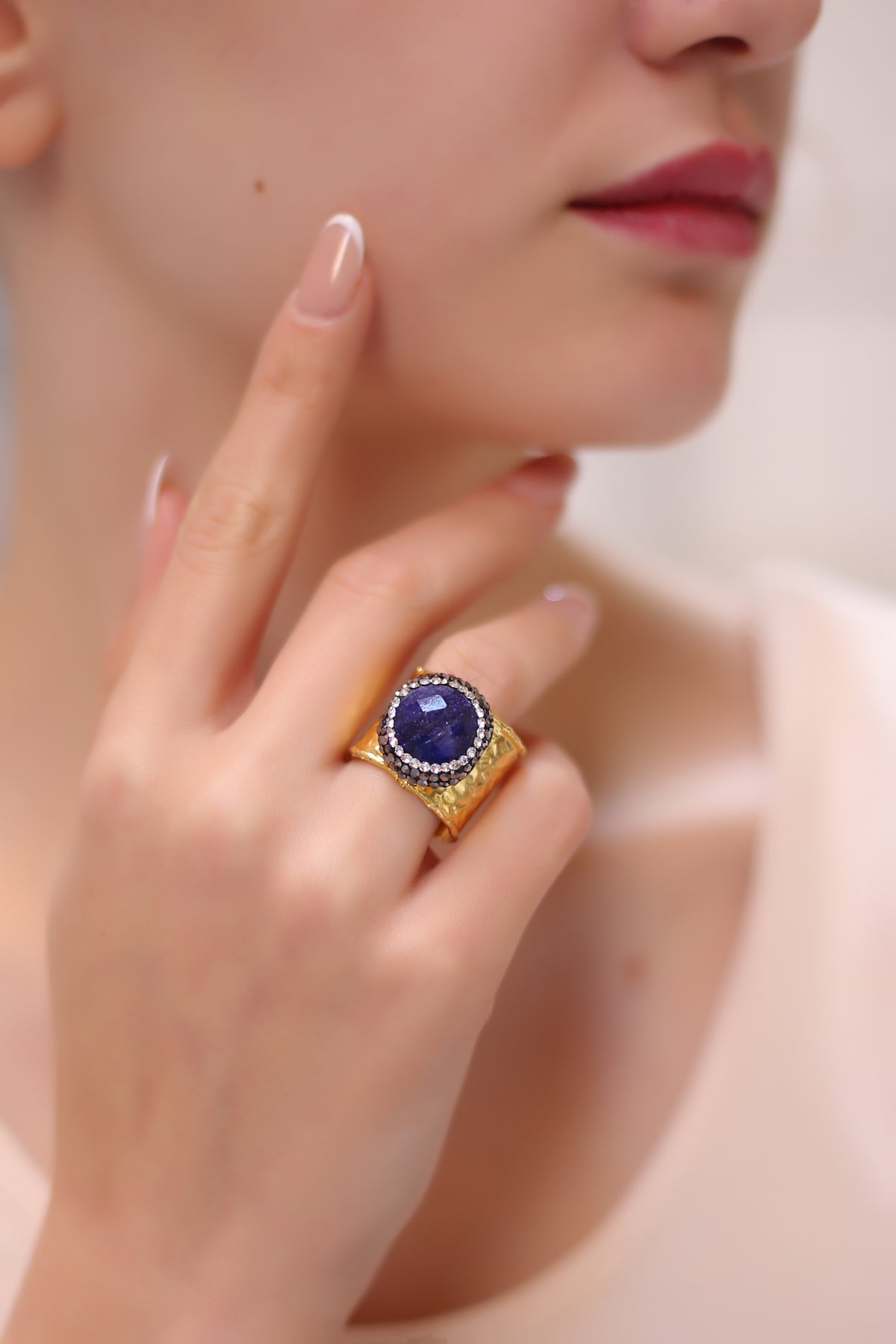 Saphire & Hematite Bague