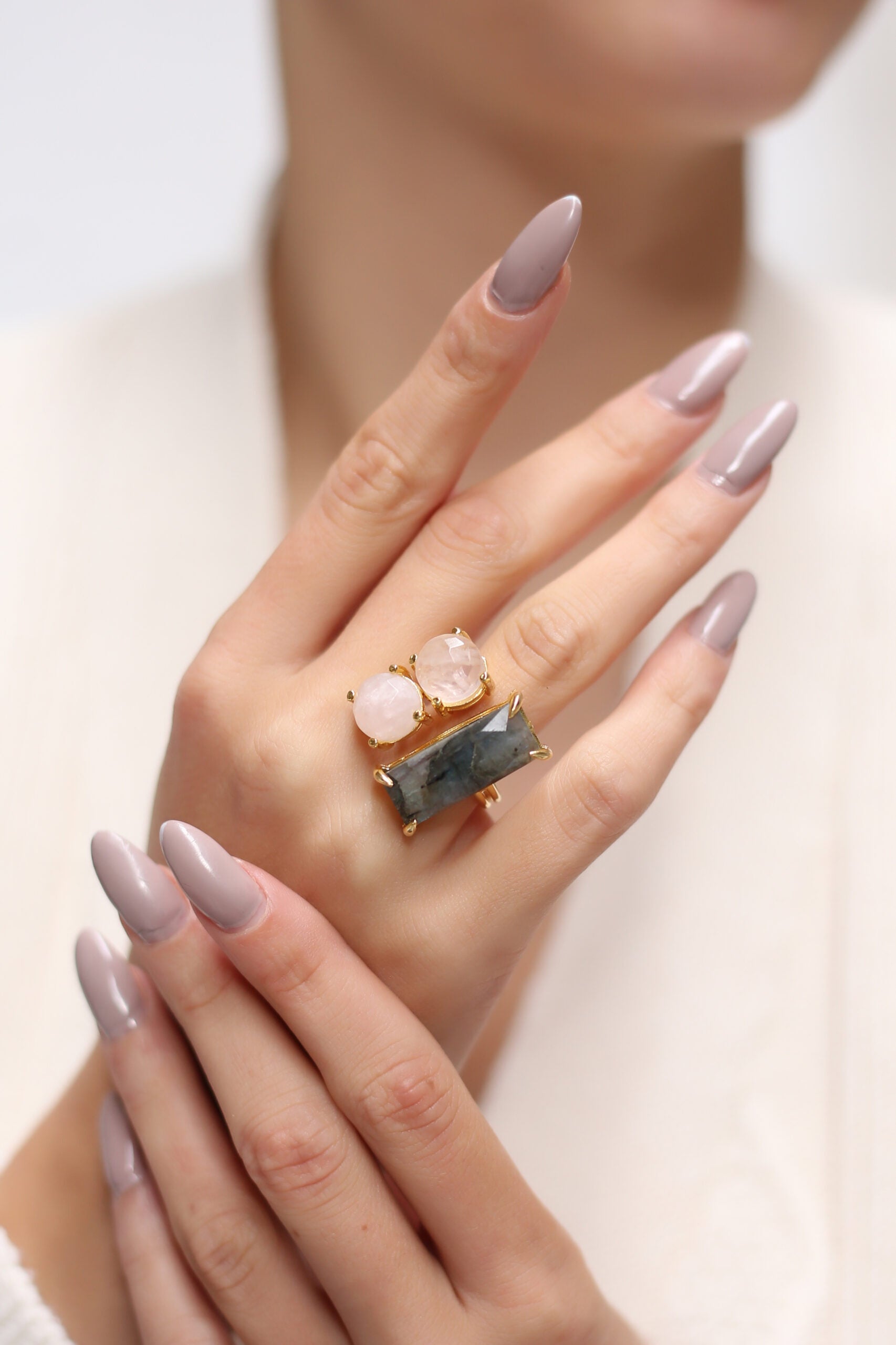 Labrodorit & Citrine Bague