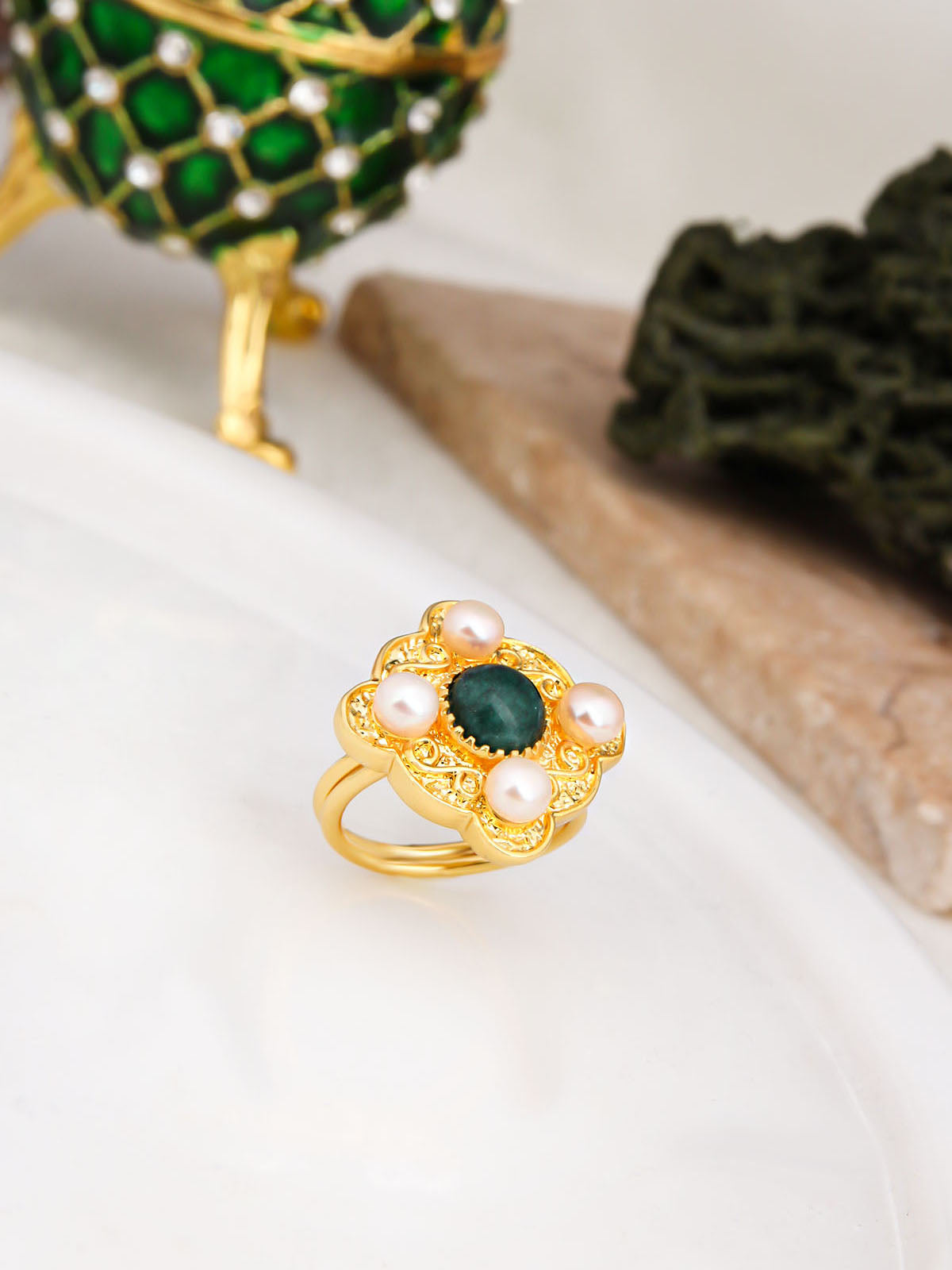 Varasite & Pearl  Bague