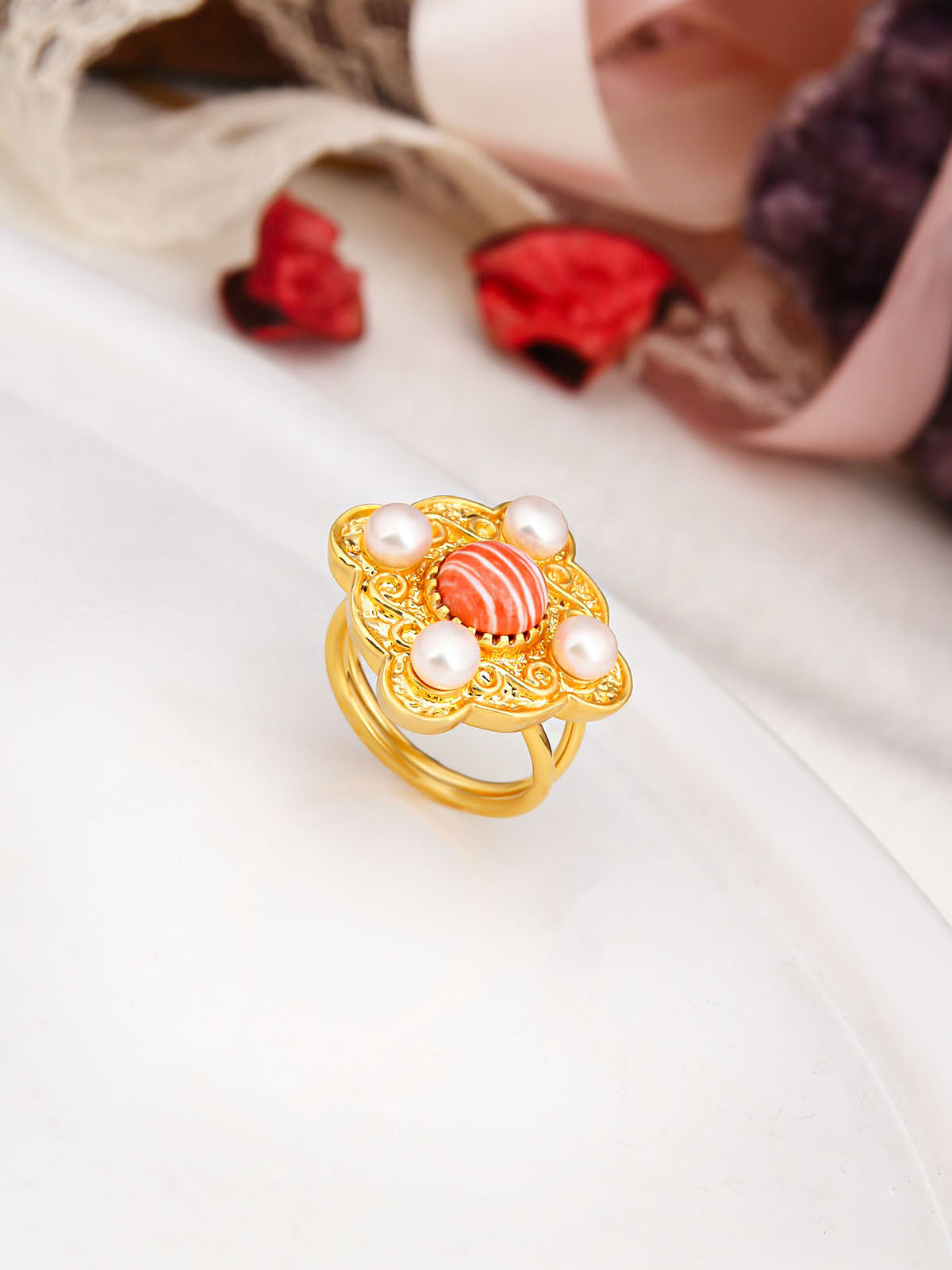 Varasite & Pearl  Bague
