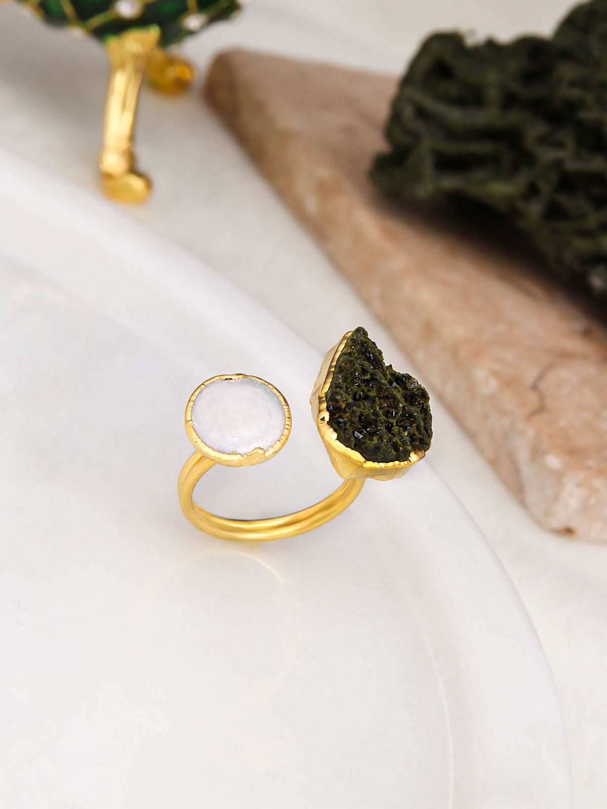 Moonstone & Epidote  Bague