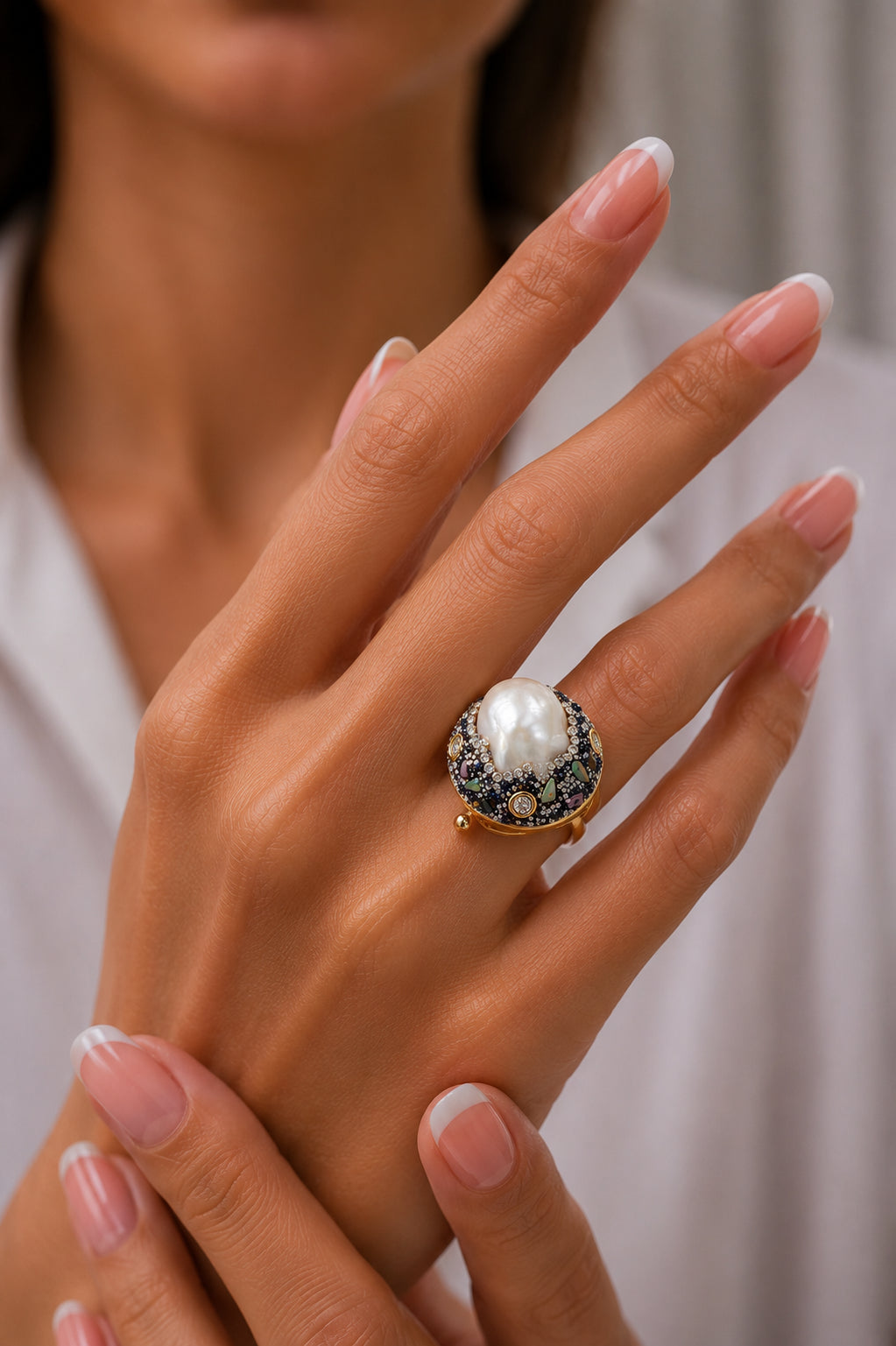 Pearl & Hematite Ring