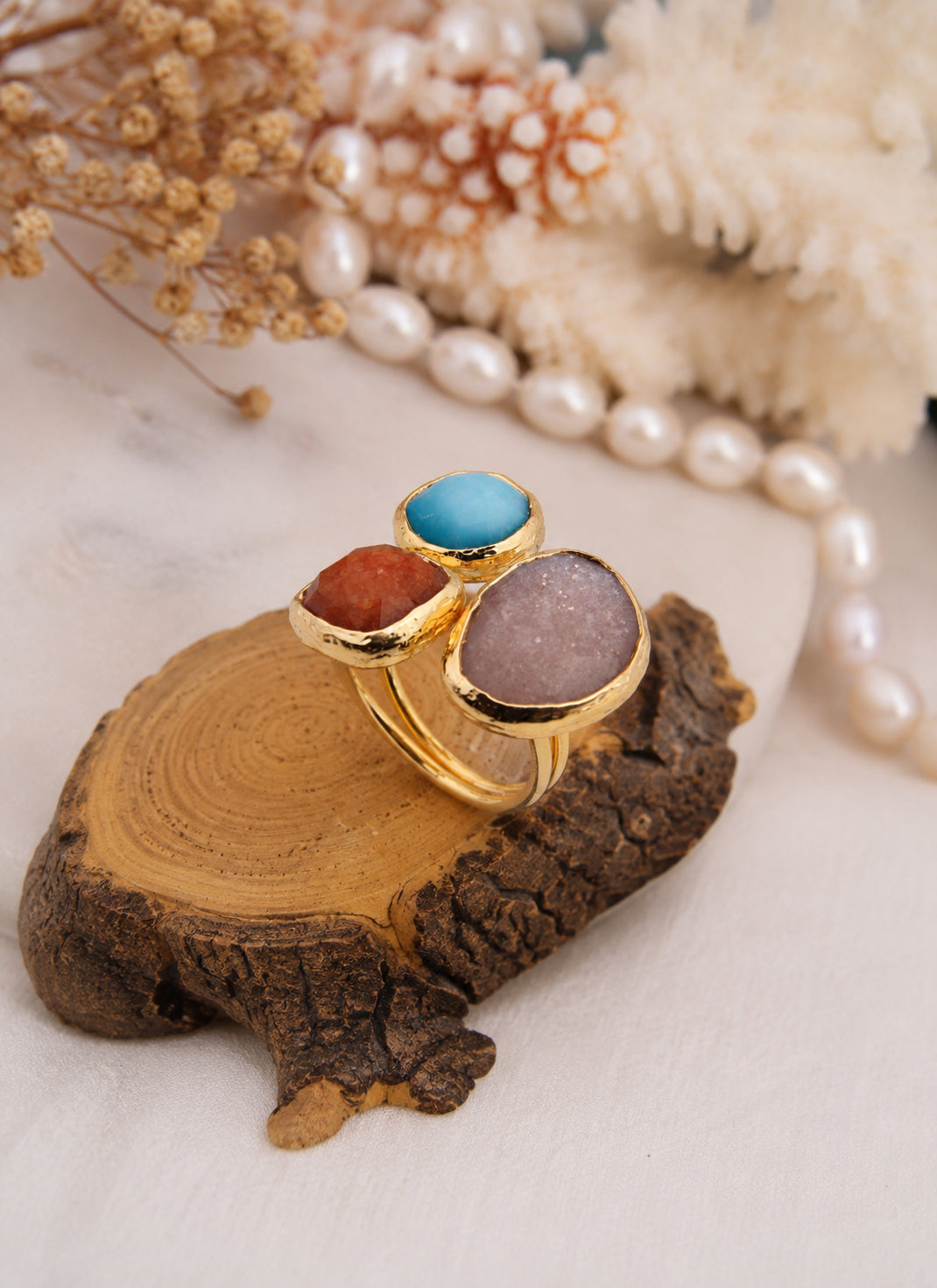 Citrine & Sun Stone Ring