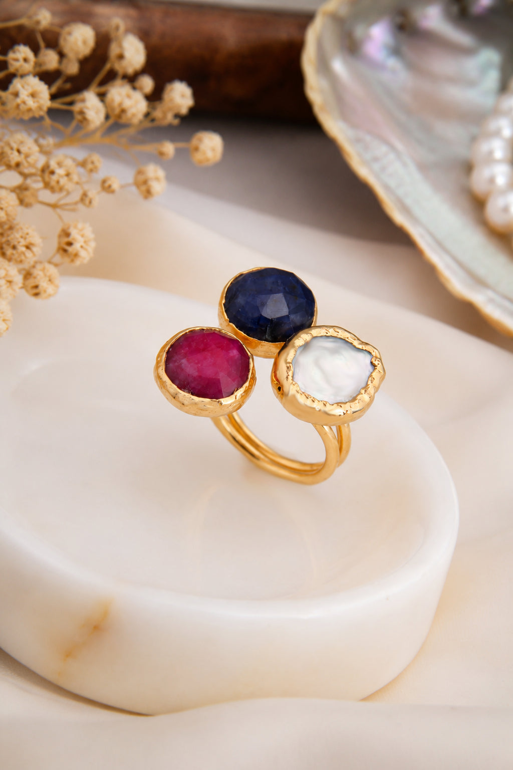 Root Ruby & Saphire Ring