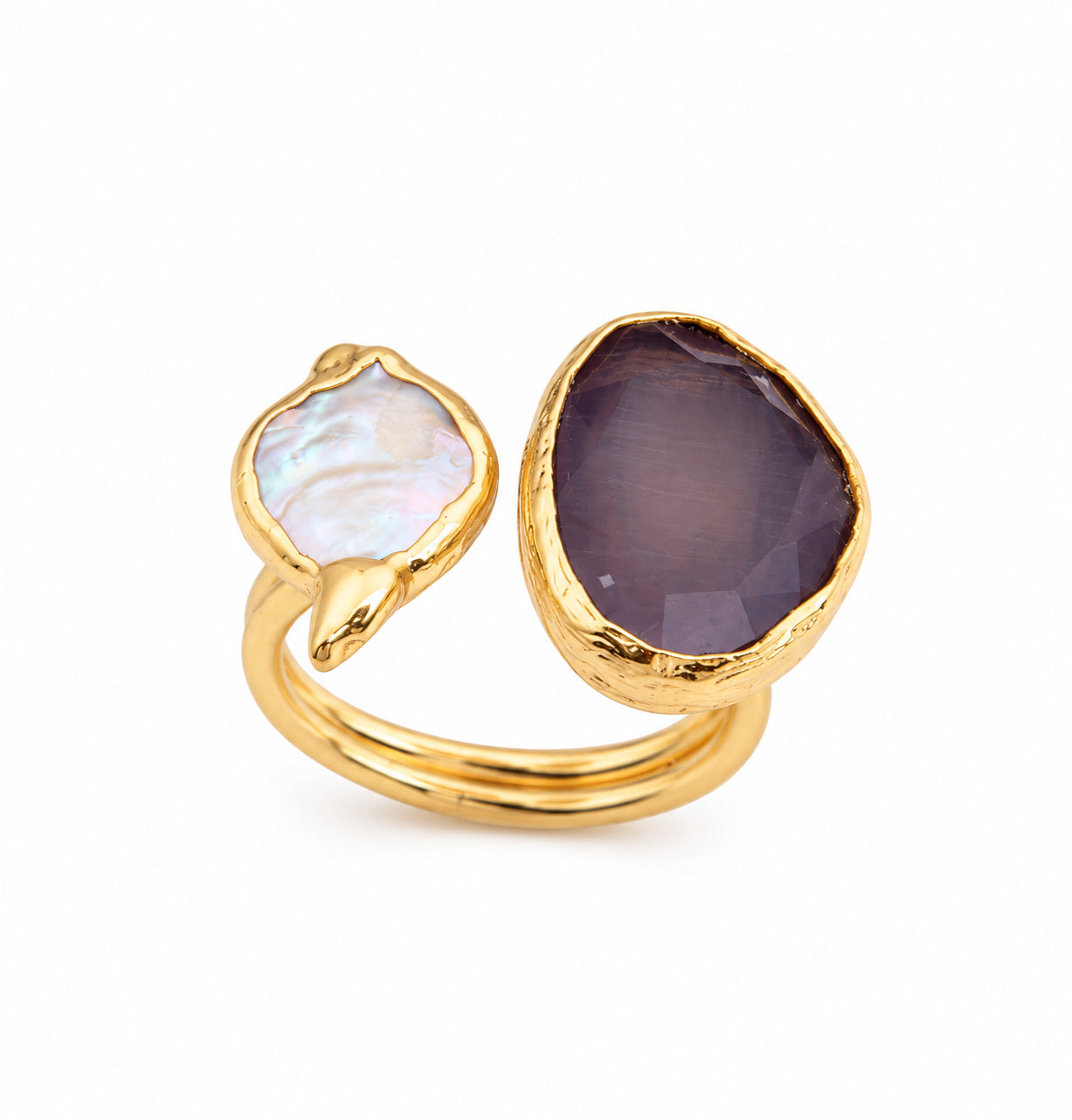 Pearl & Cat Eyes Ring