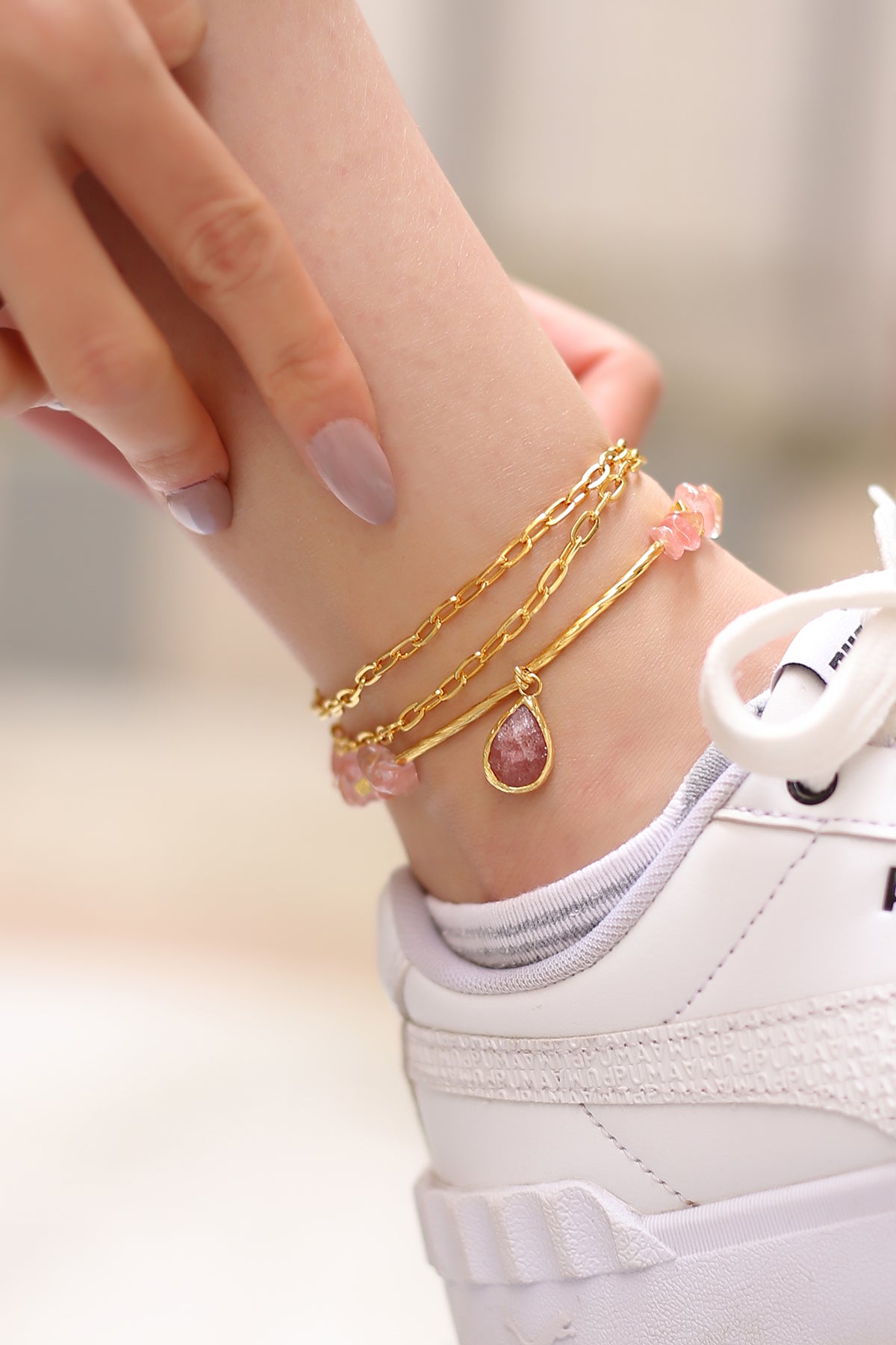 Strawberry Quartz Anklete