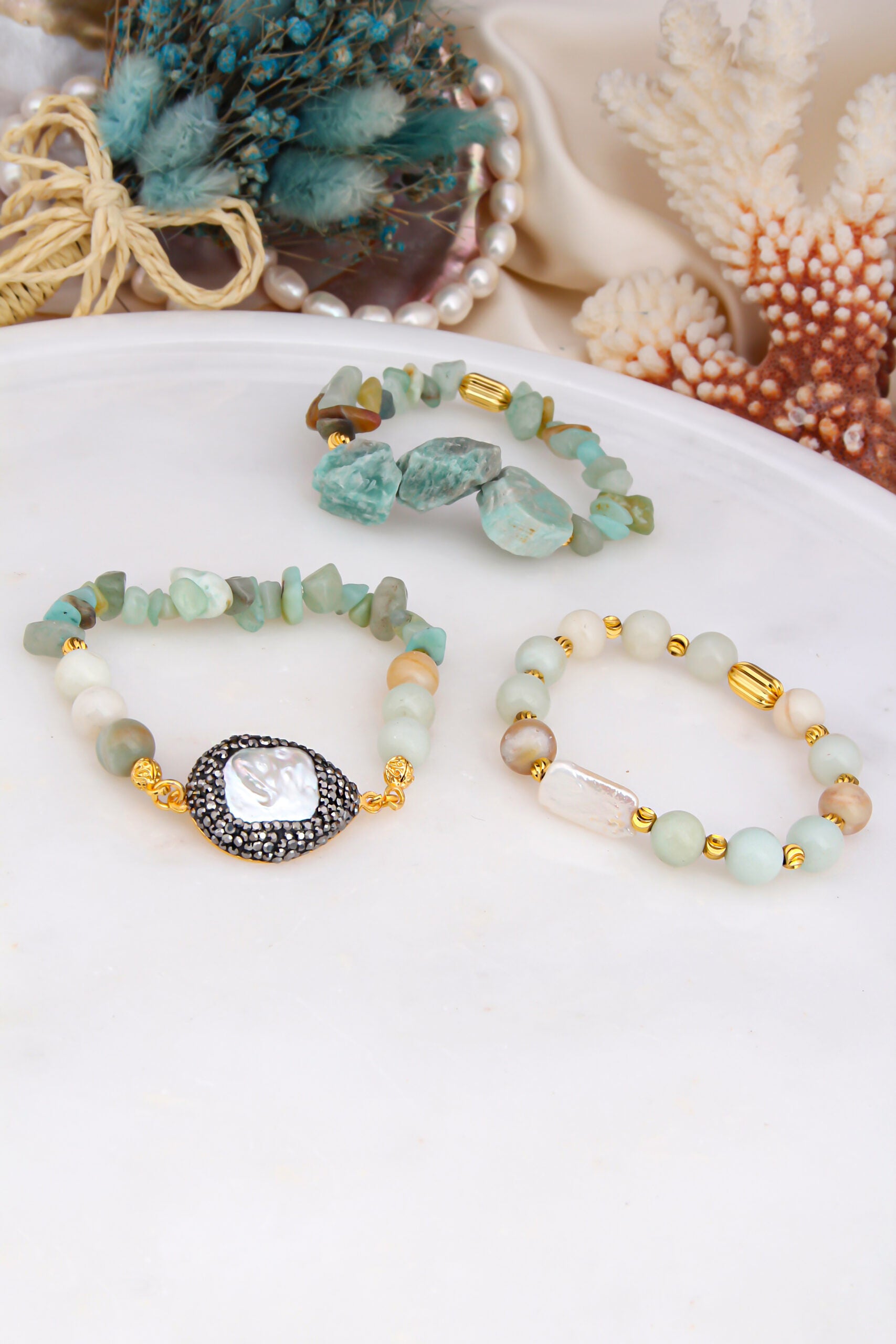 Amazonite & Pearl Bracelet