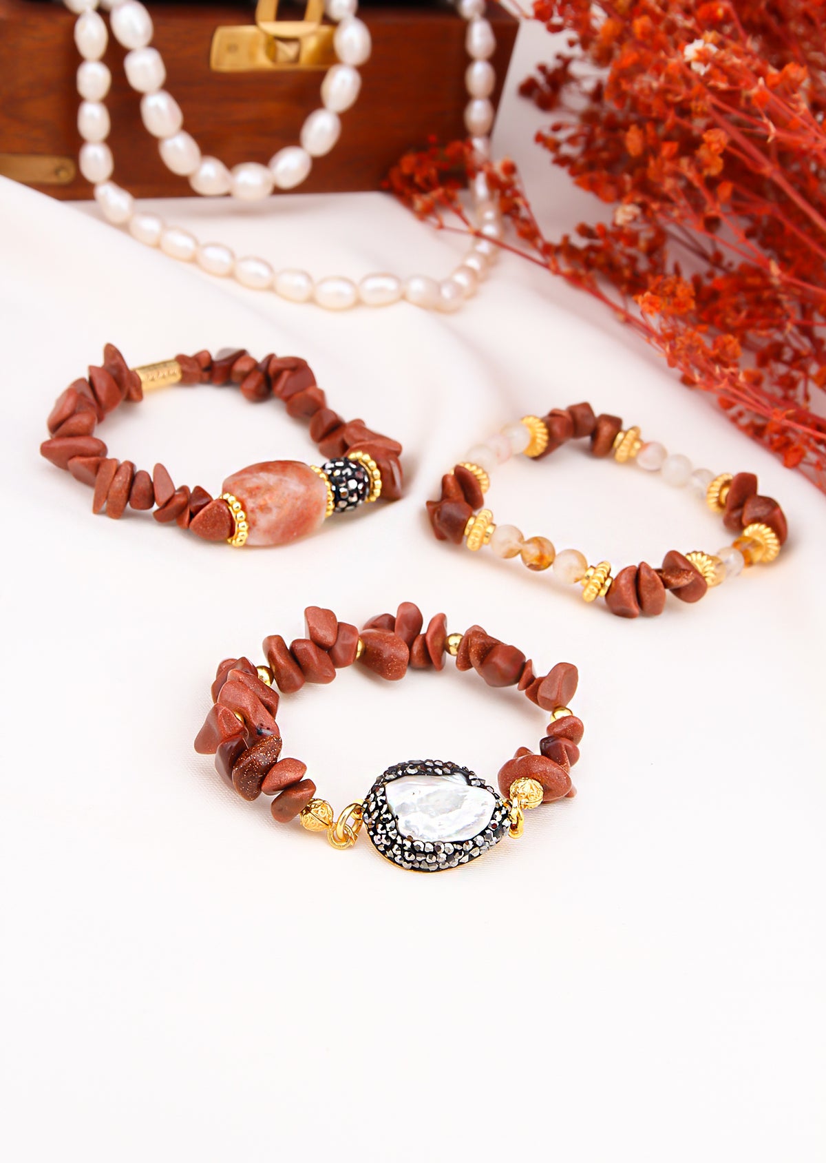 Citrine & Star Stone & Pearl Bracelet