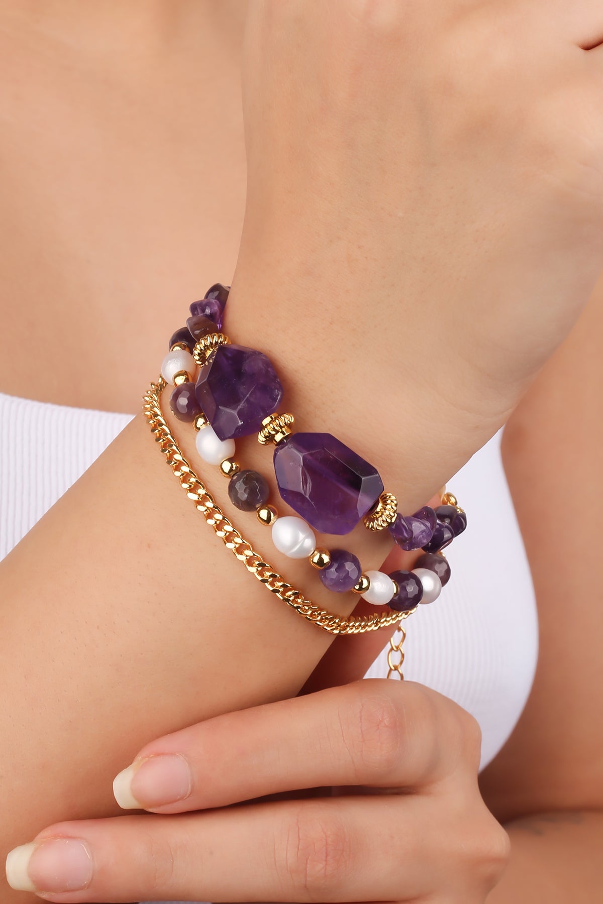 Amethyst & Pearl Bracelet