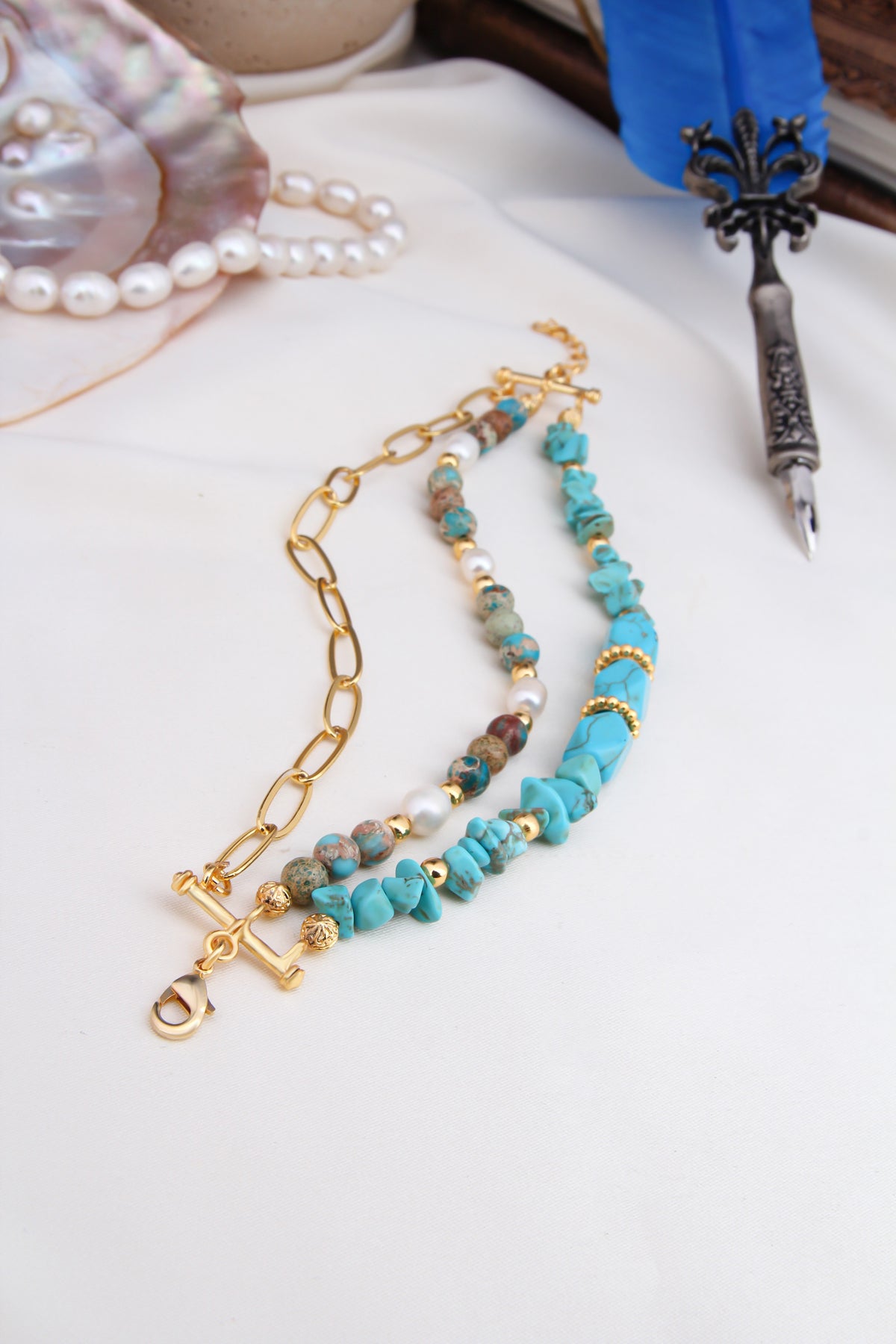 Turquoise & Pearl Bracelet