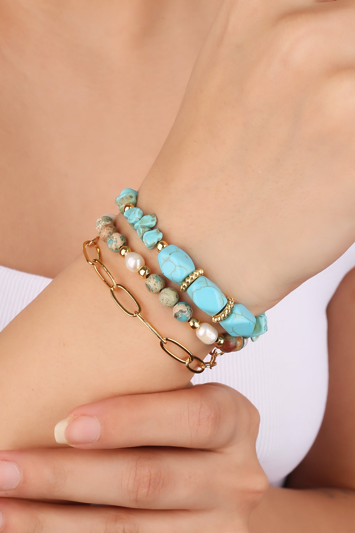 Turquoise & Pearl Bracelet