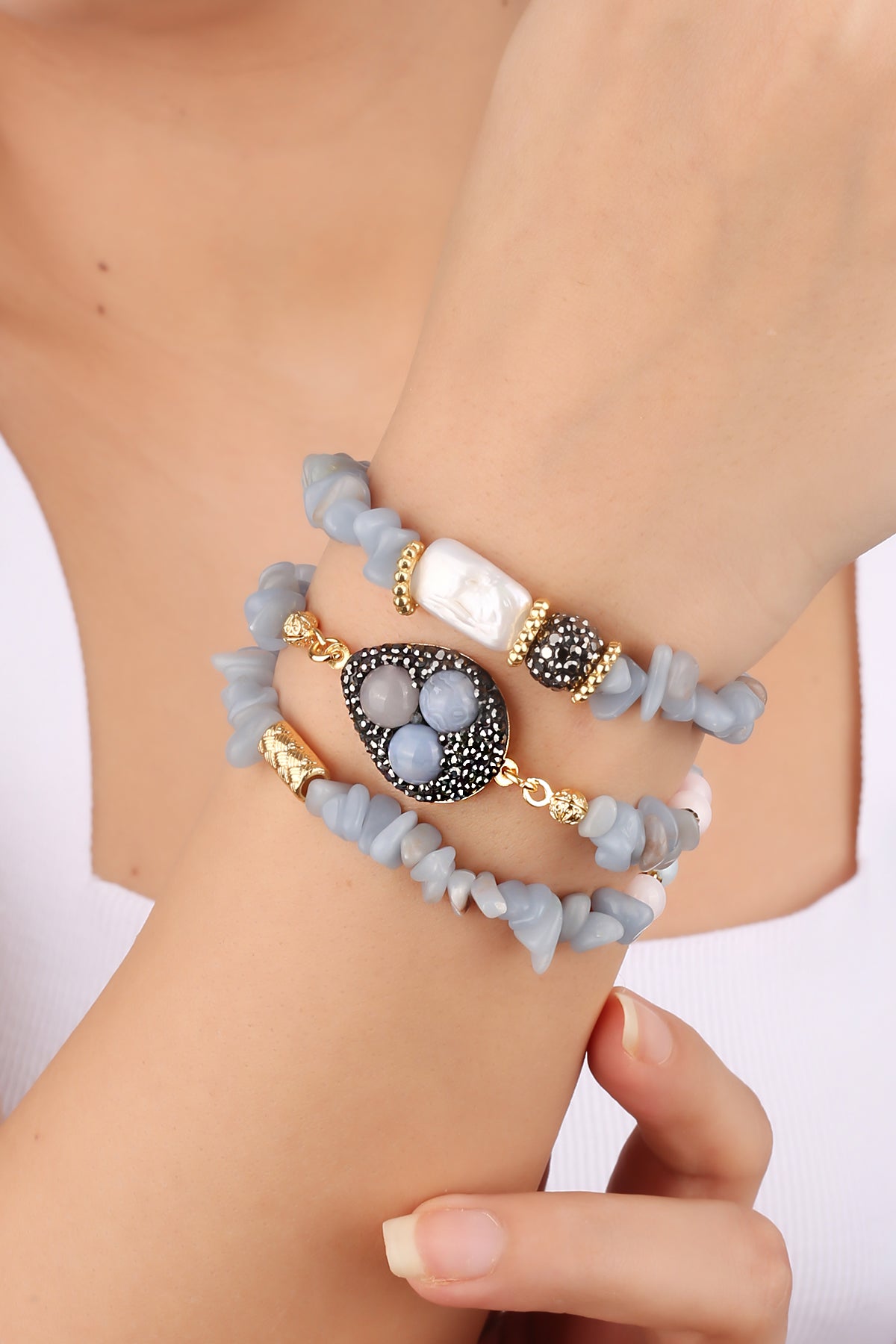 Aquamarine & Pearl Bracelet