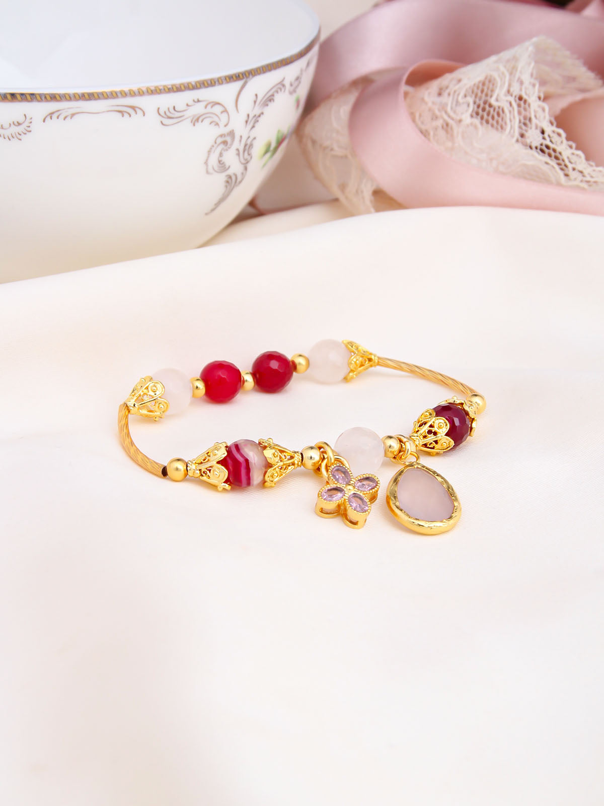 Pink Quartz & Agate  Bracelet