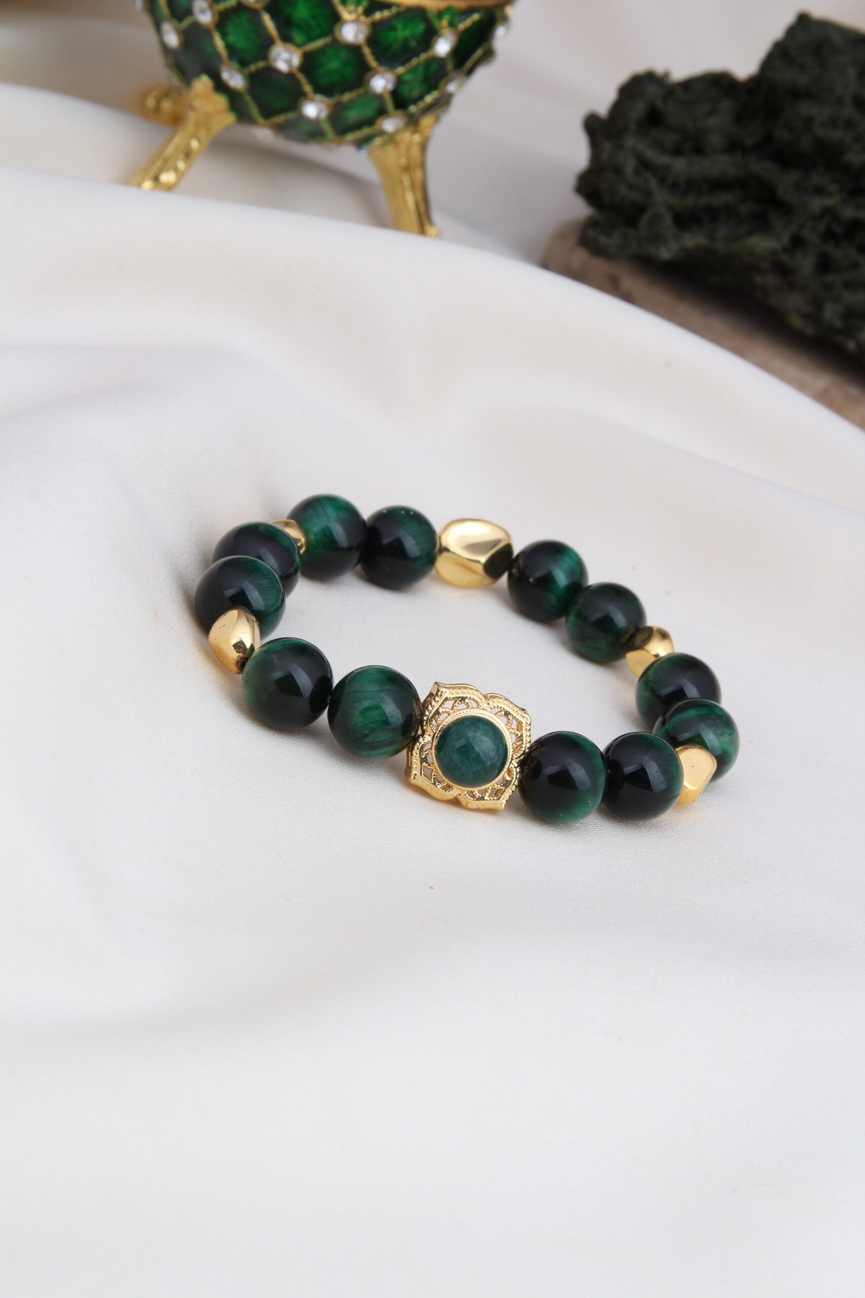 Tiger Eyes & Zircon Bracelet