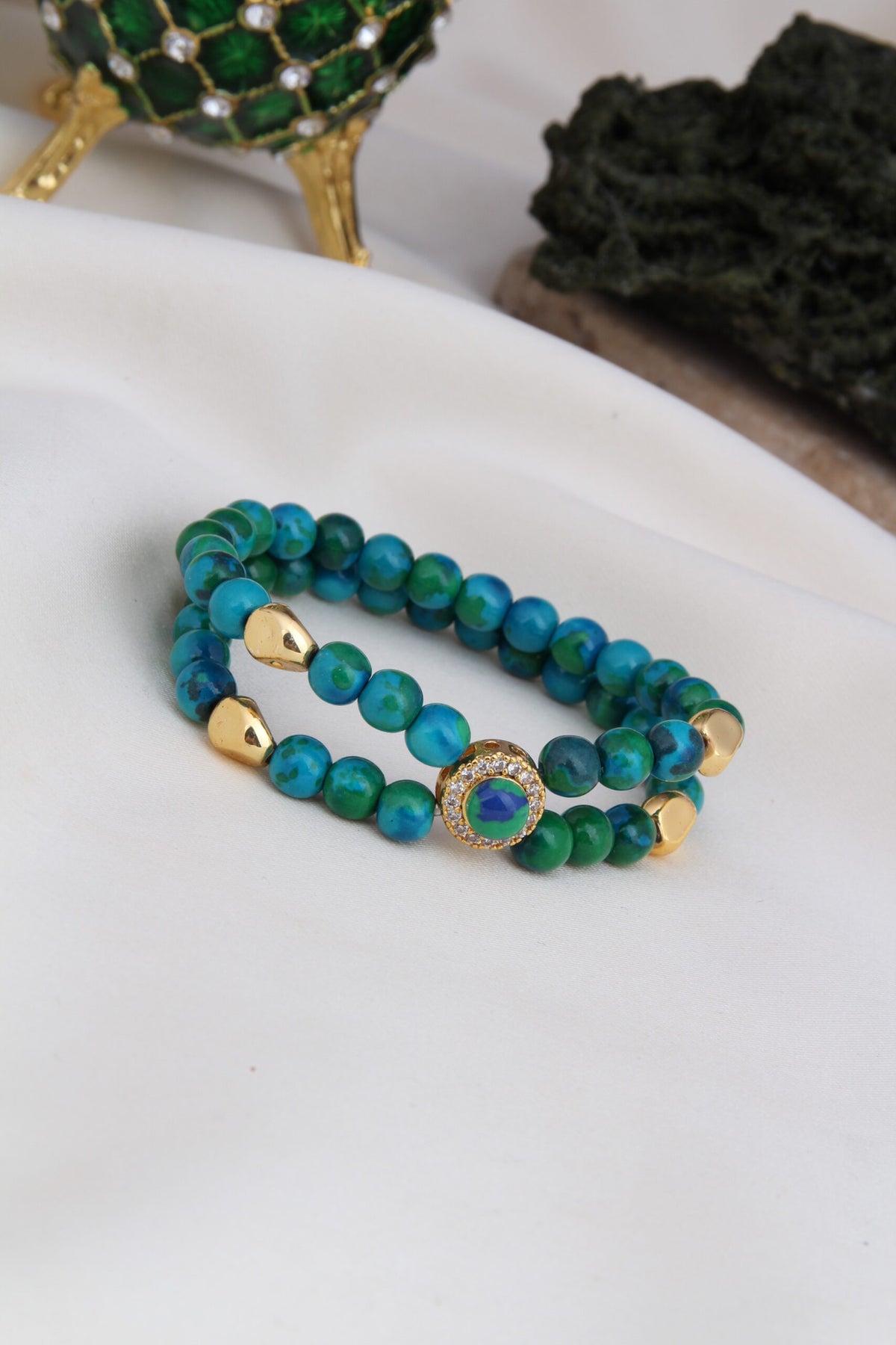 Azurite & Zircon Bracelet