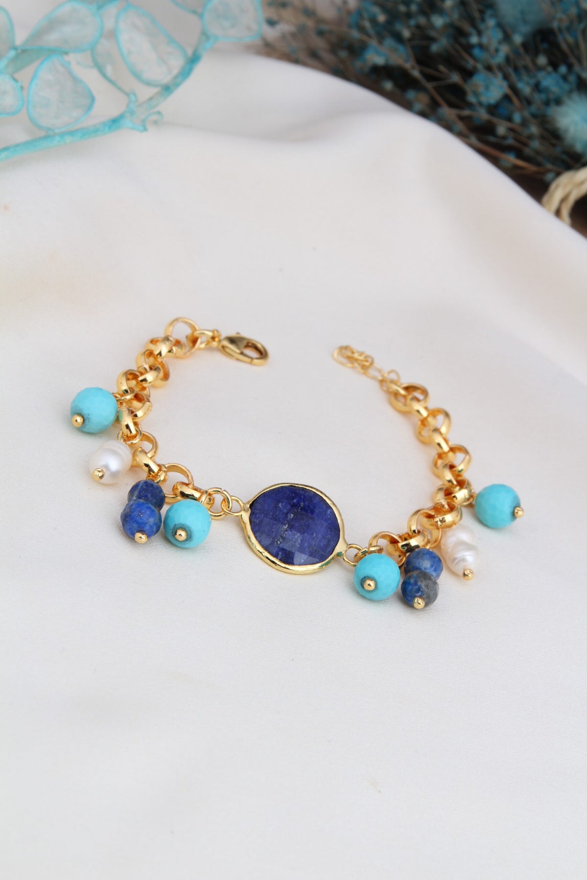 Lapis & Turquoise & Pearl Bracelet