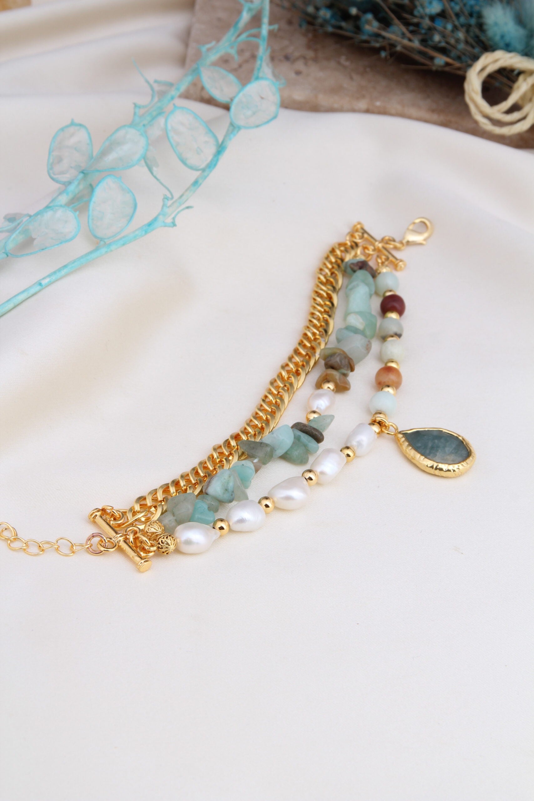 Amazonite & Pearl Bracelet