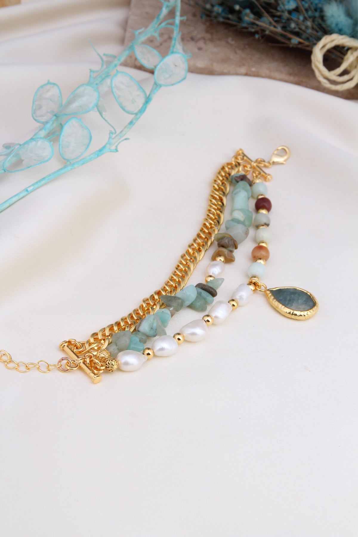 Amazonite & Pearl Bracelet