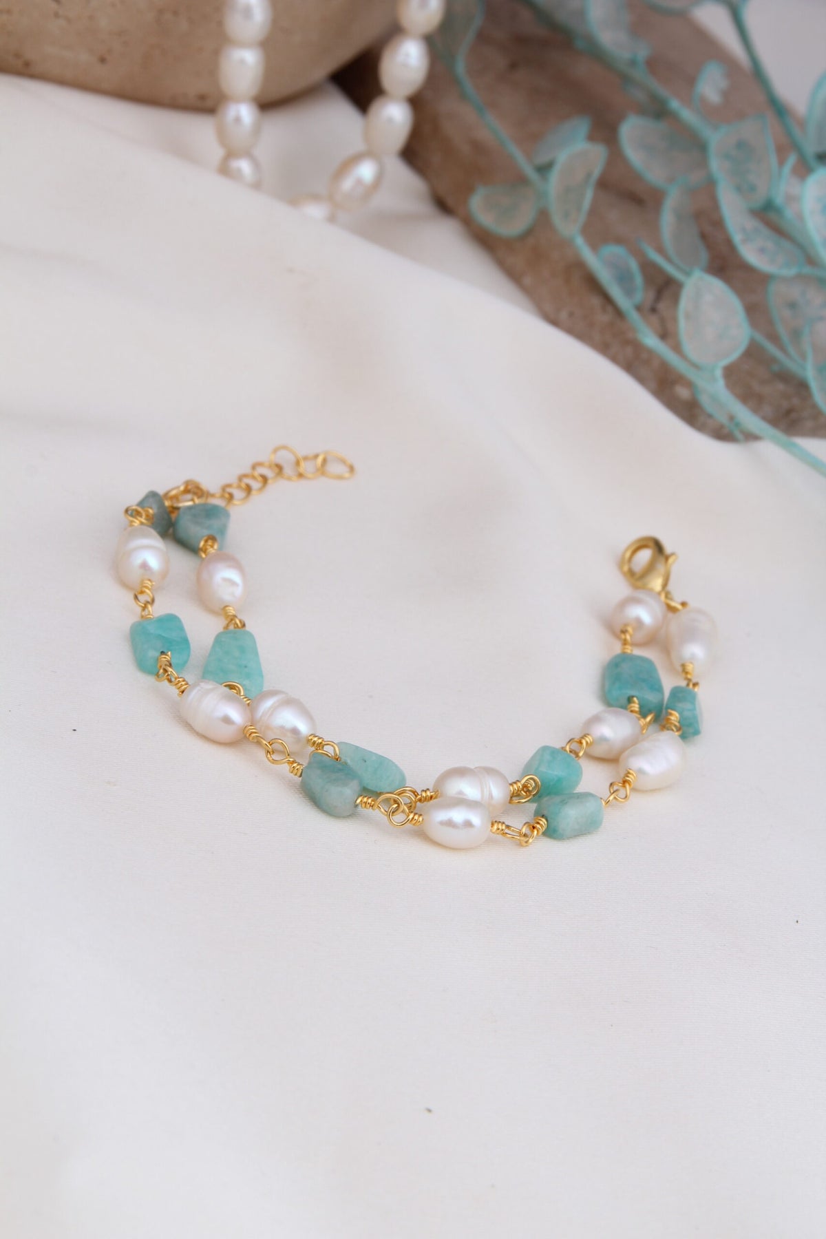 Aquamarine & Pearl Bracelet
