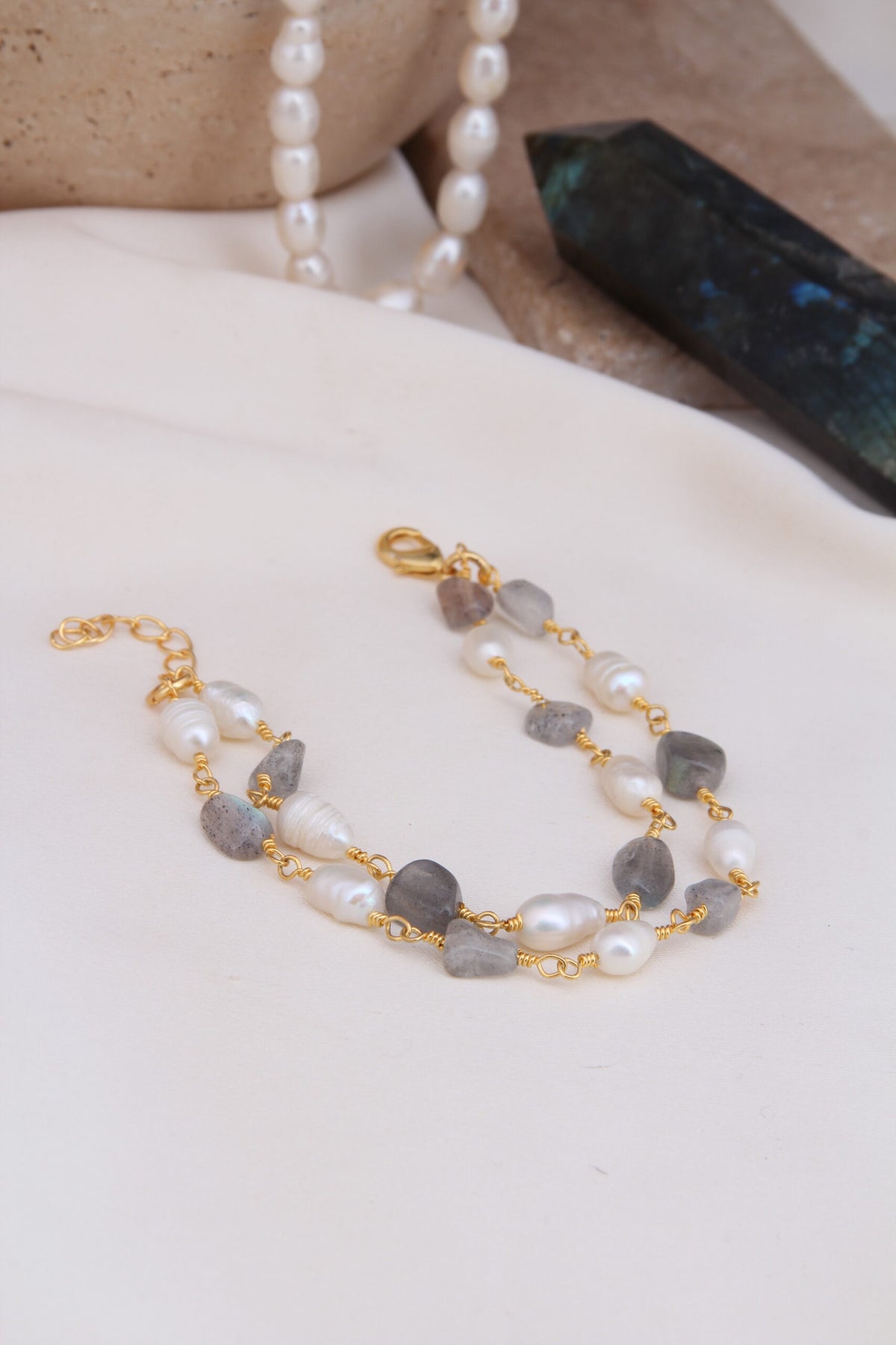 Labradorite & Pearl Bracelet
