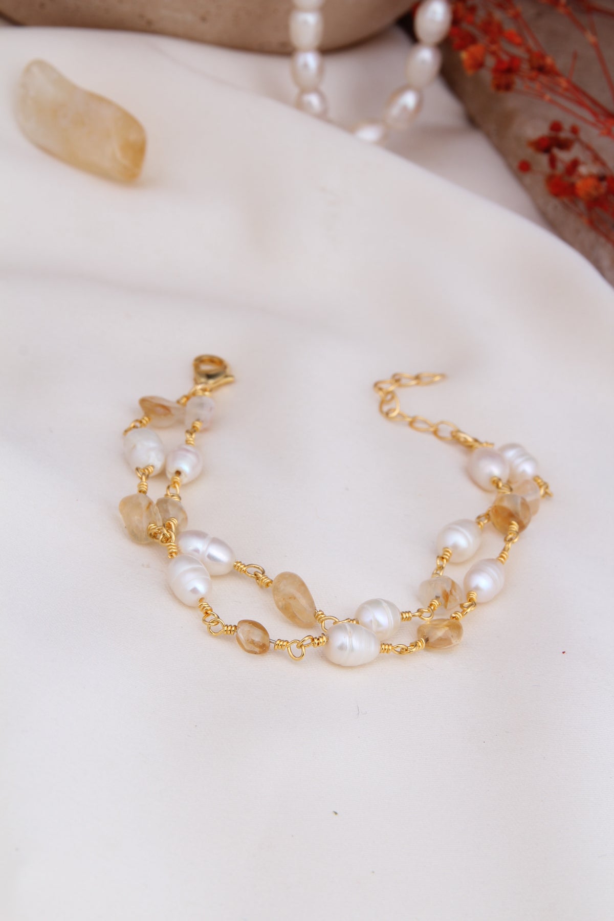 Citrine & Pearl  Bracelet
