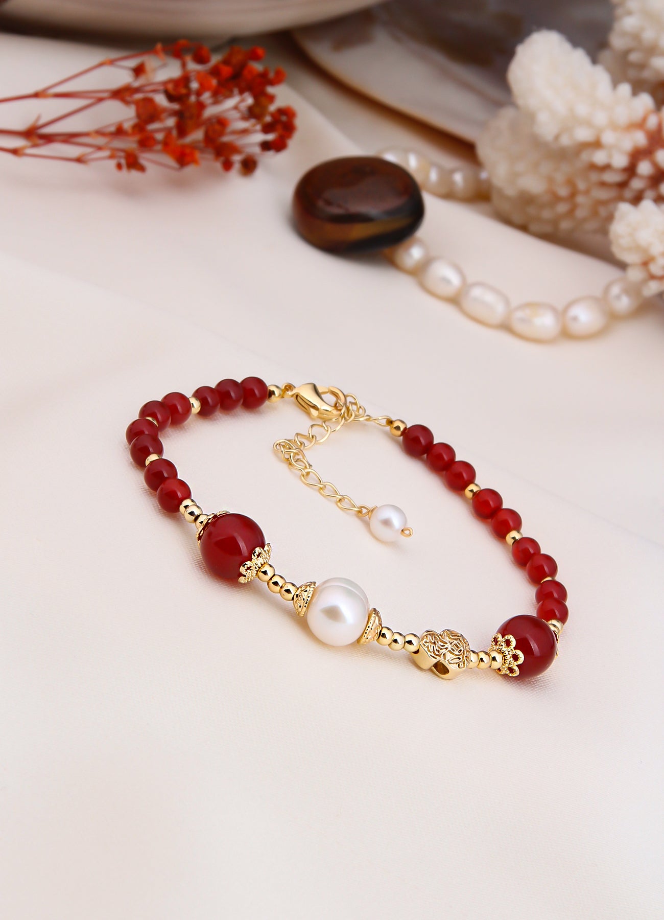 Coral & Pearl Bracelet