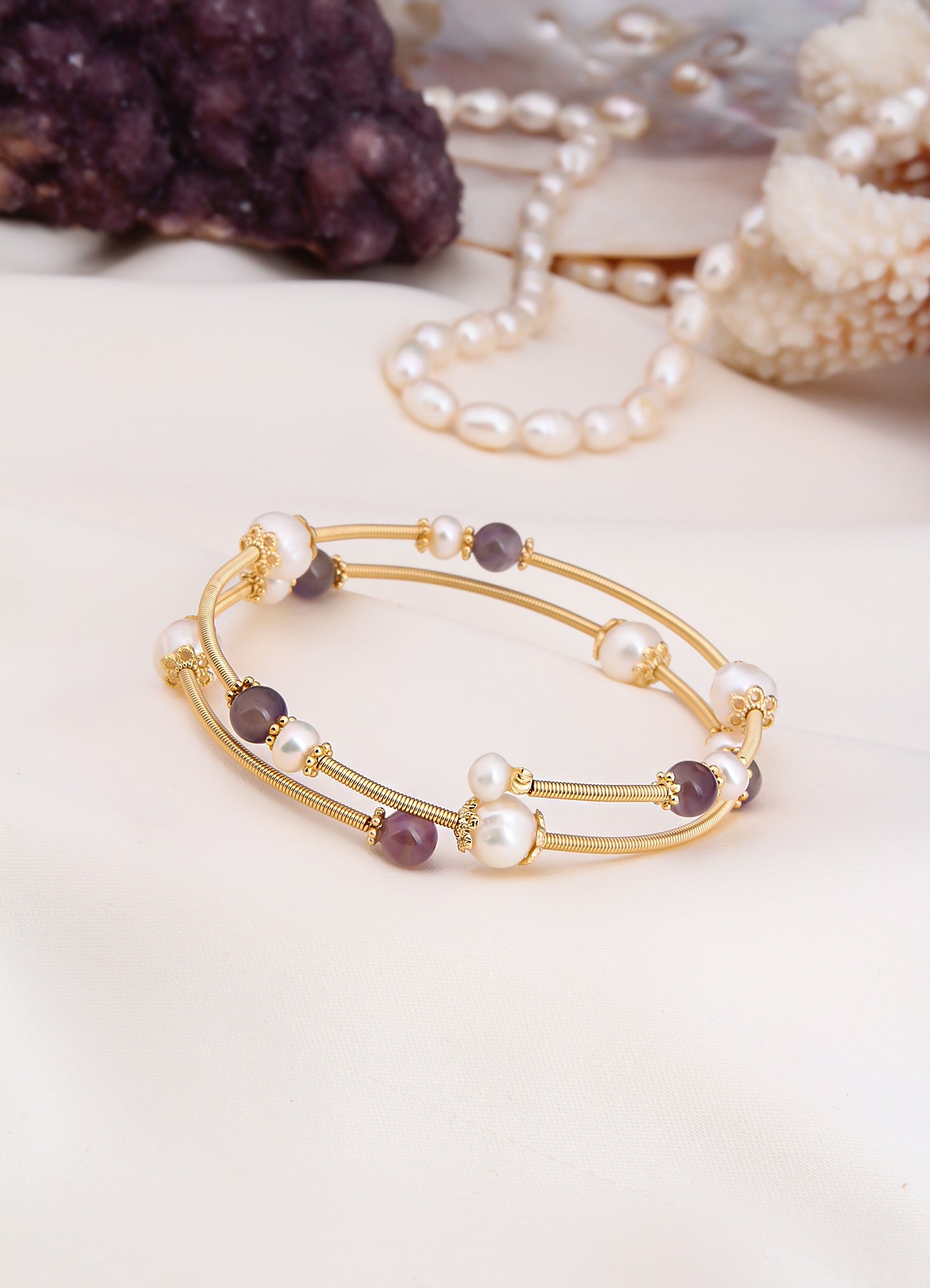 Amethyst & Pearl Bracelet
