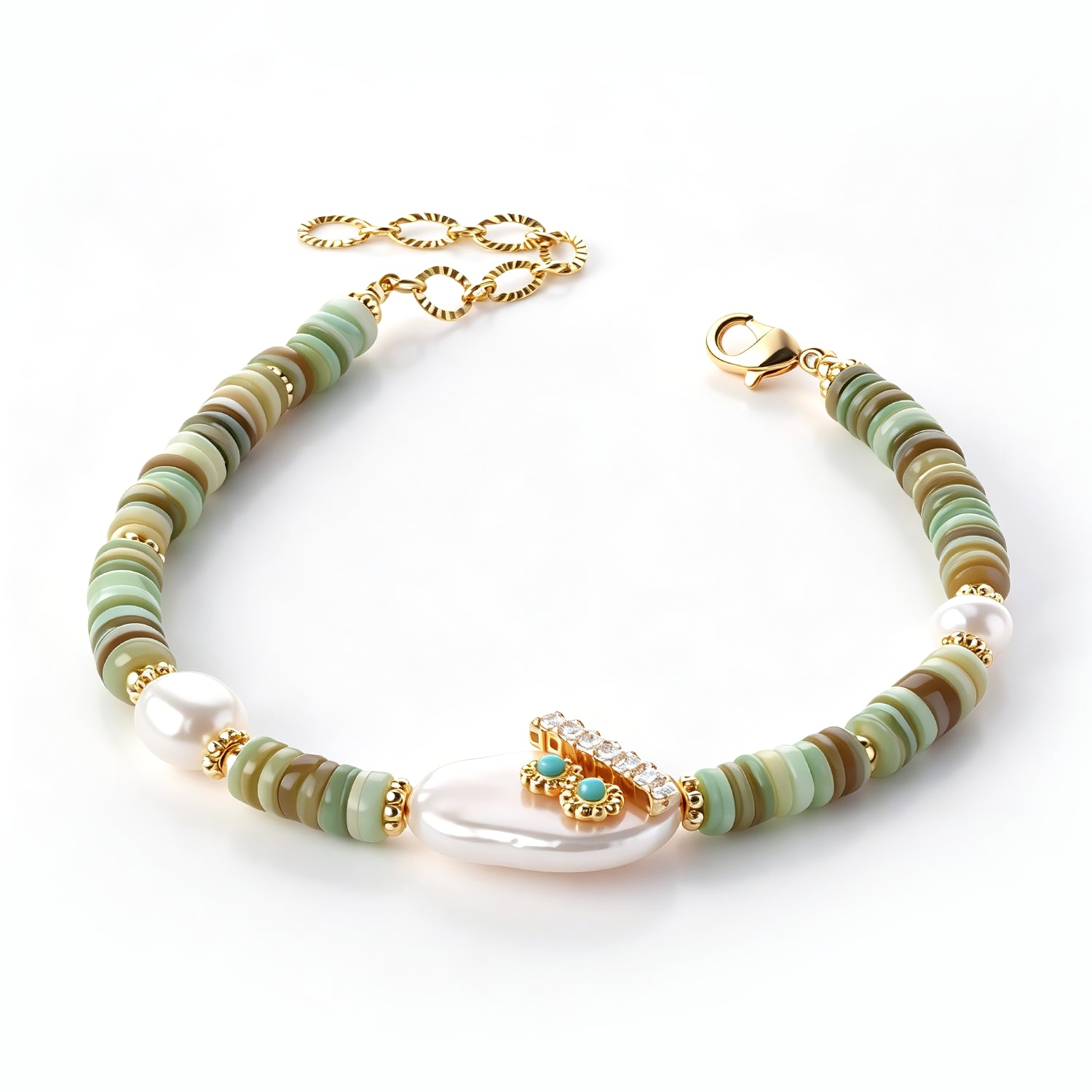 Amazonite & Pearl & Zirkon Bracelet