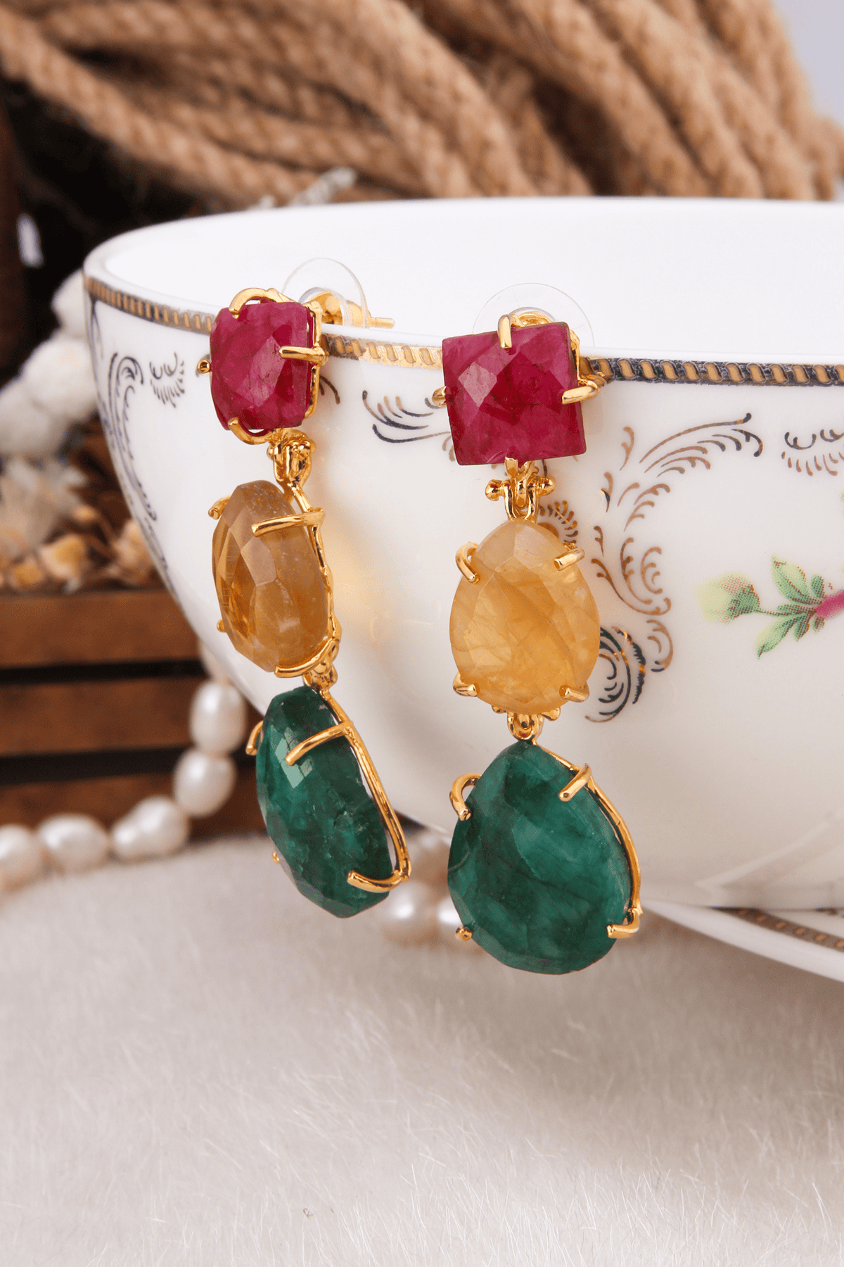 Agate & Citrine Earring