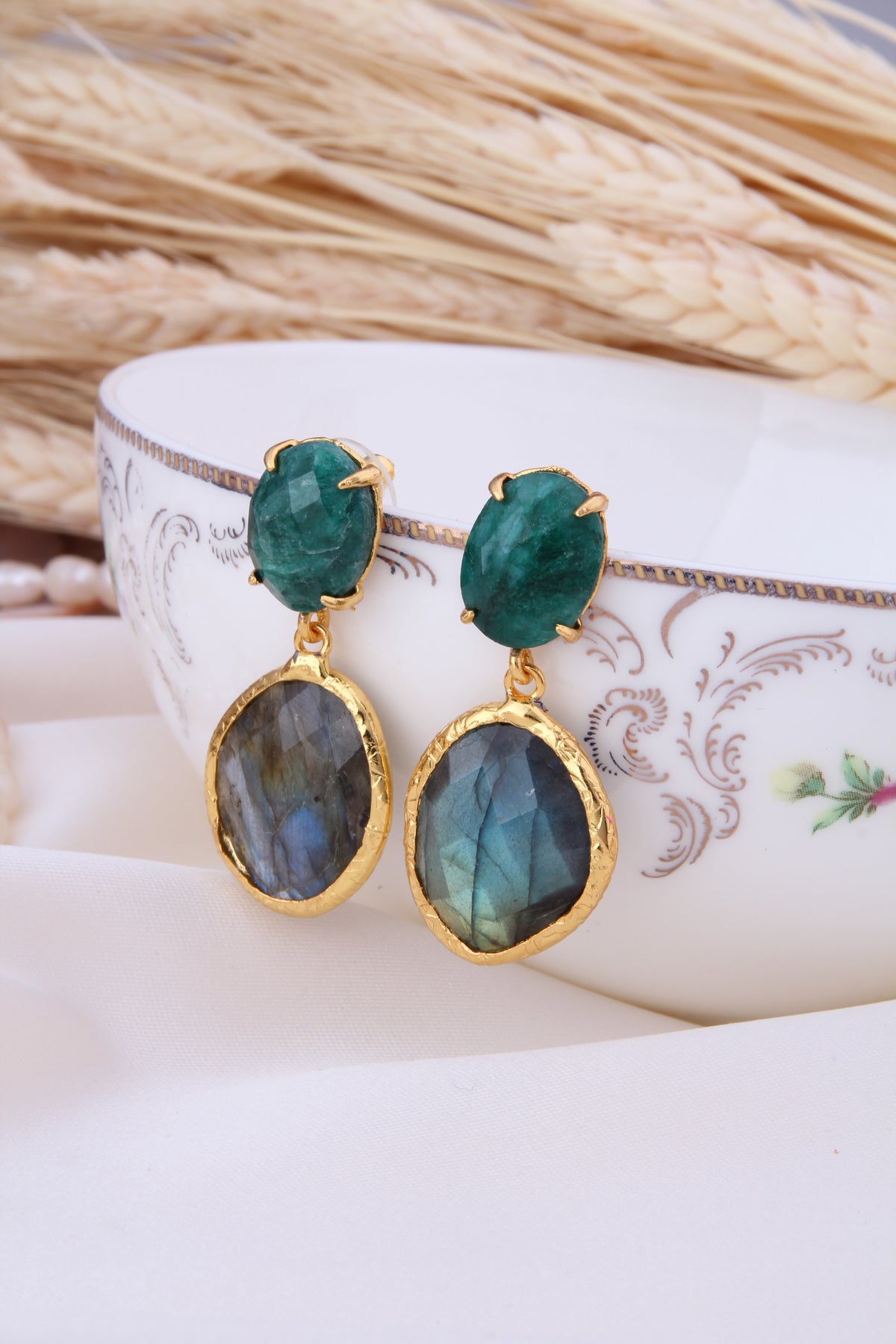 Agate & Labradorite Earring