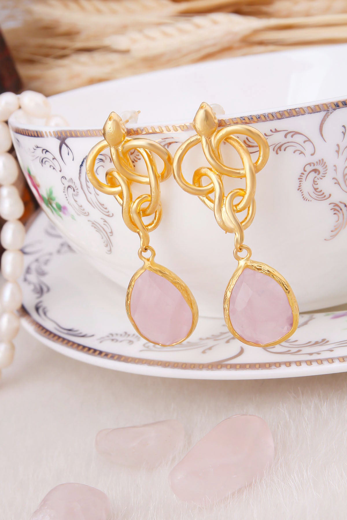 Pink Quartz Earring