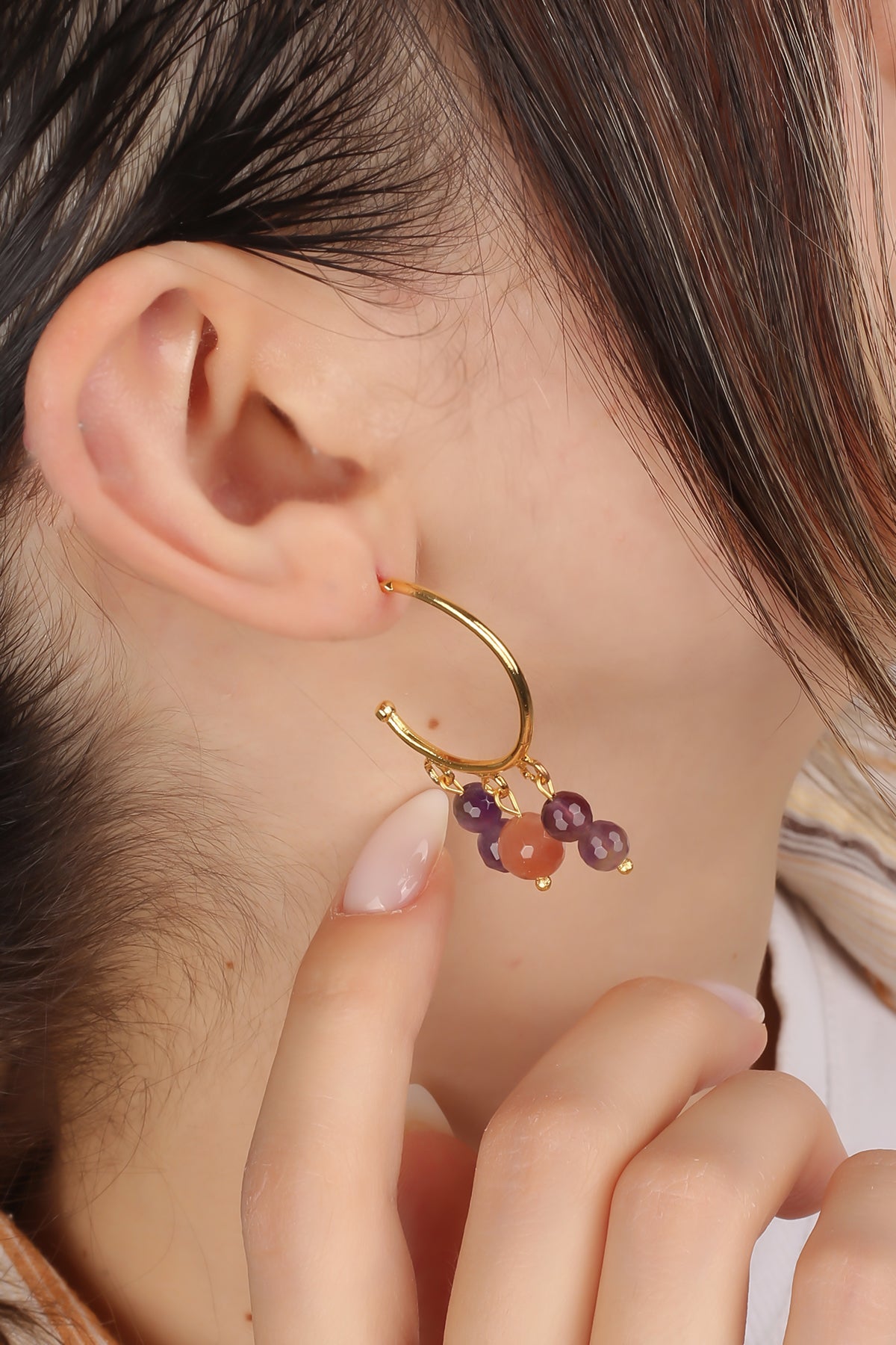 Amethyst & SunStone Boucles d'oreilles