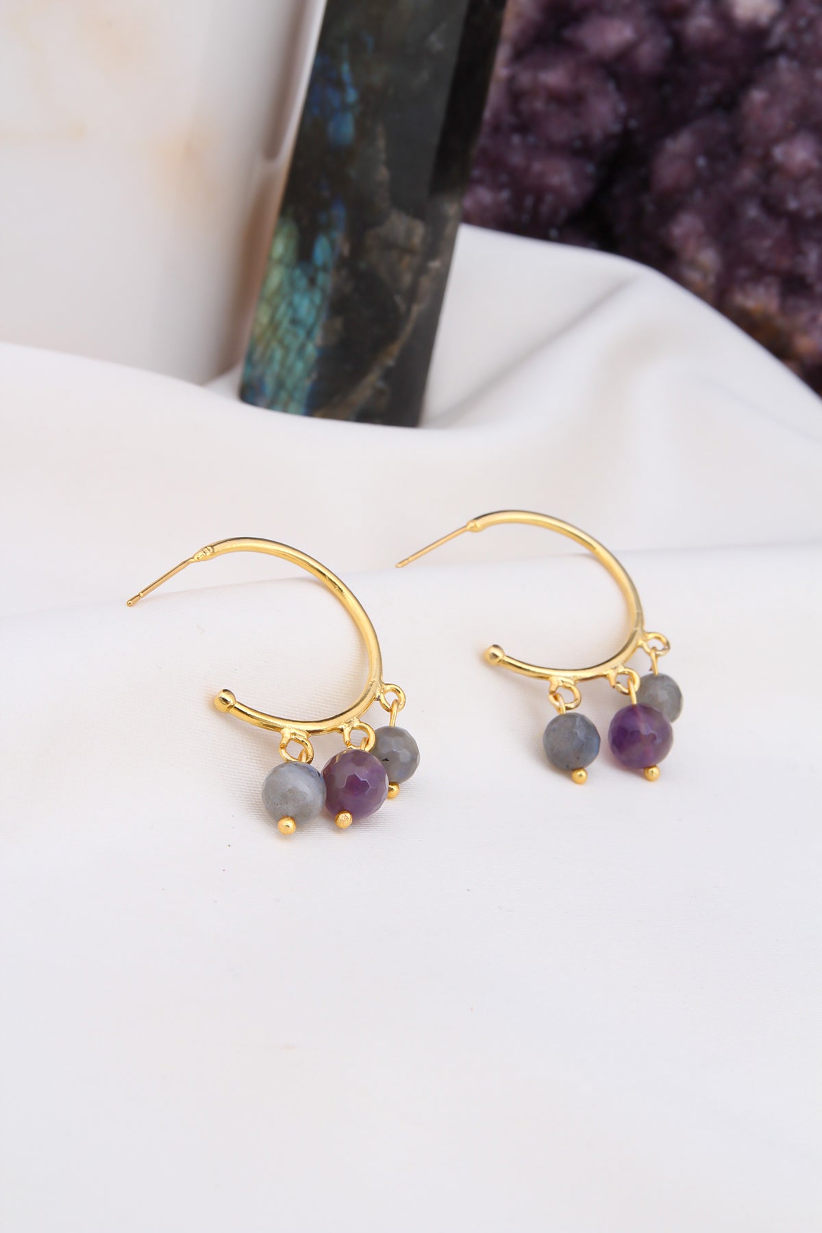 Labaradorite & Amethyst Boucles d'oreilles