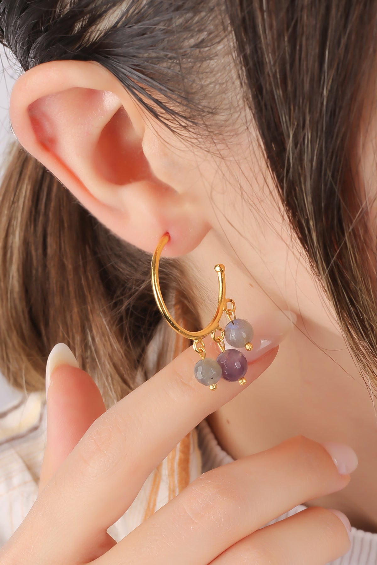 Labaradorite & Amethyst Boucles d'oreilles