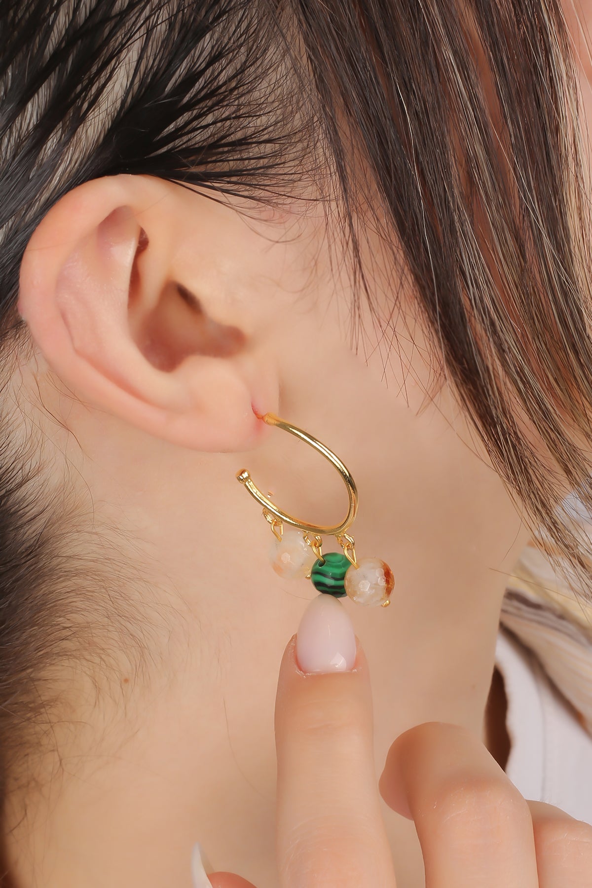 Malahite & Citrine Boucles d'oreilles