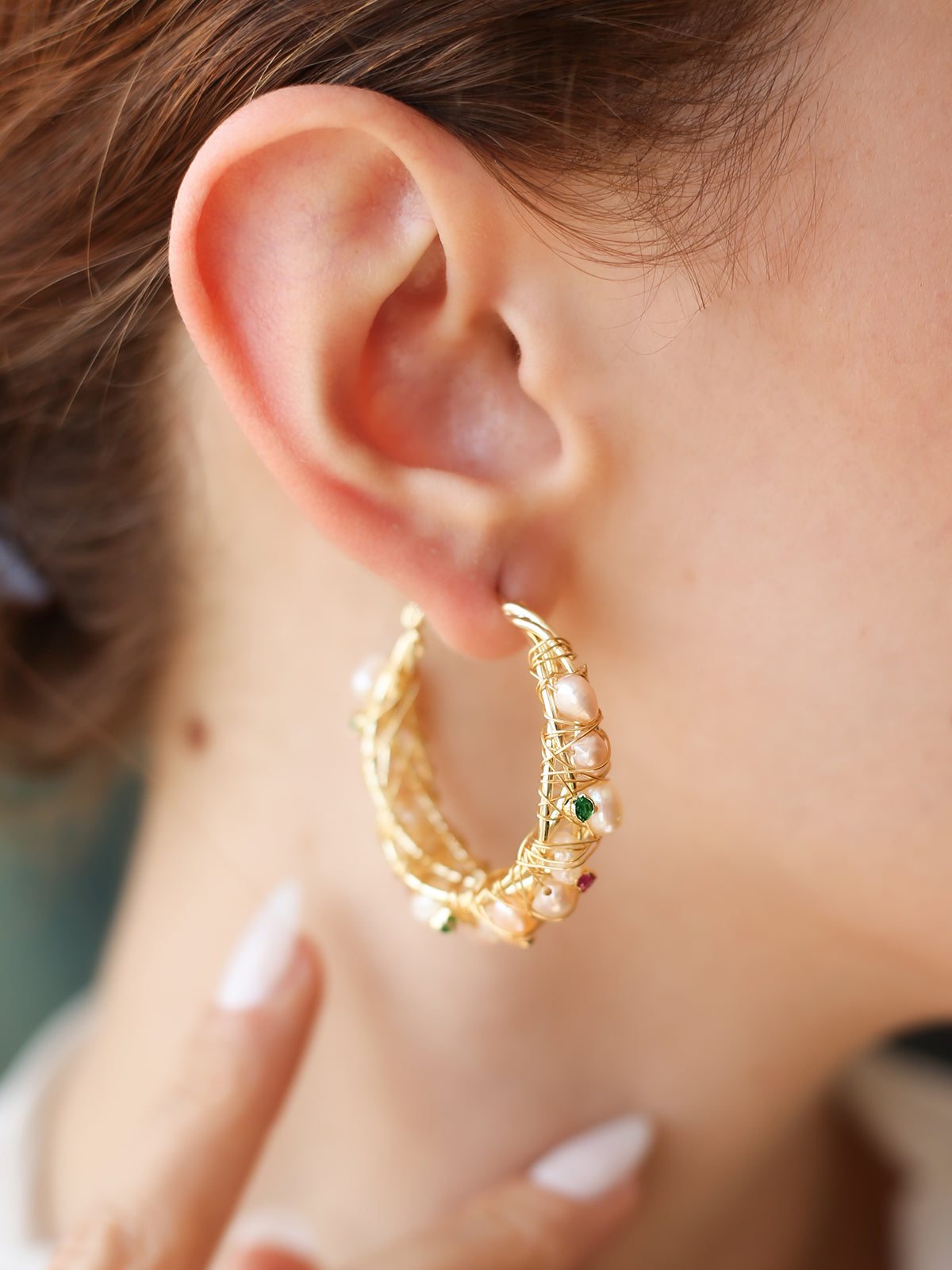 Pearl &amp; Zircon Earrings