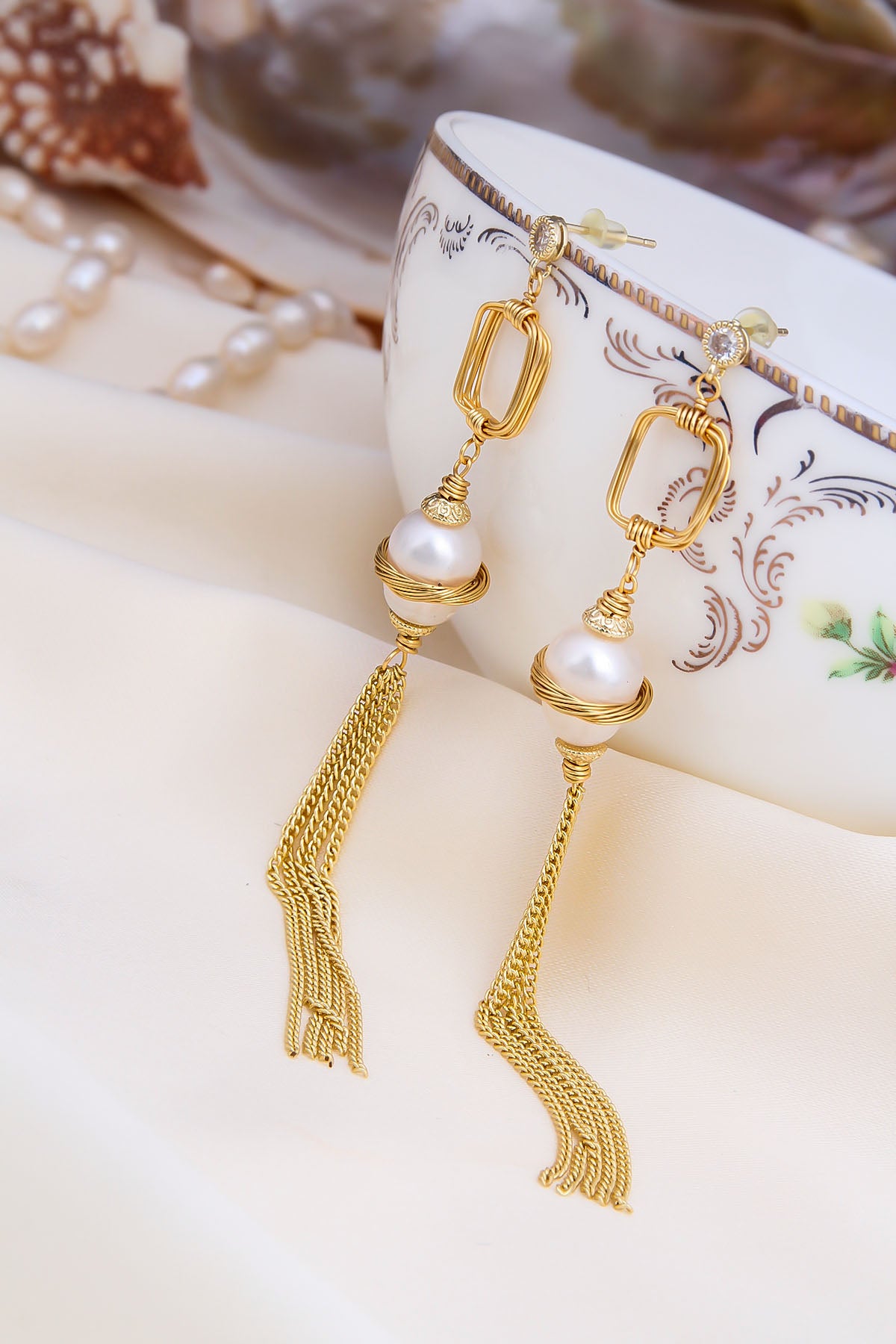 Pearl &amp; Zircon Earrings