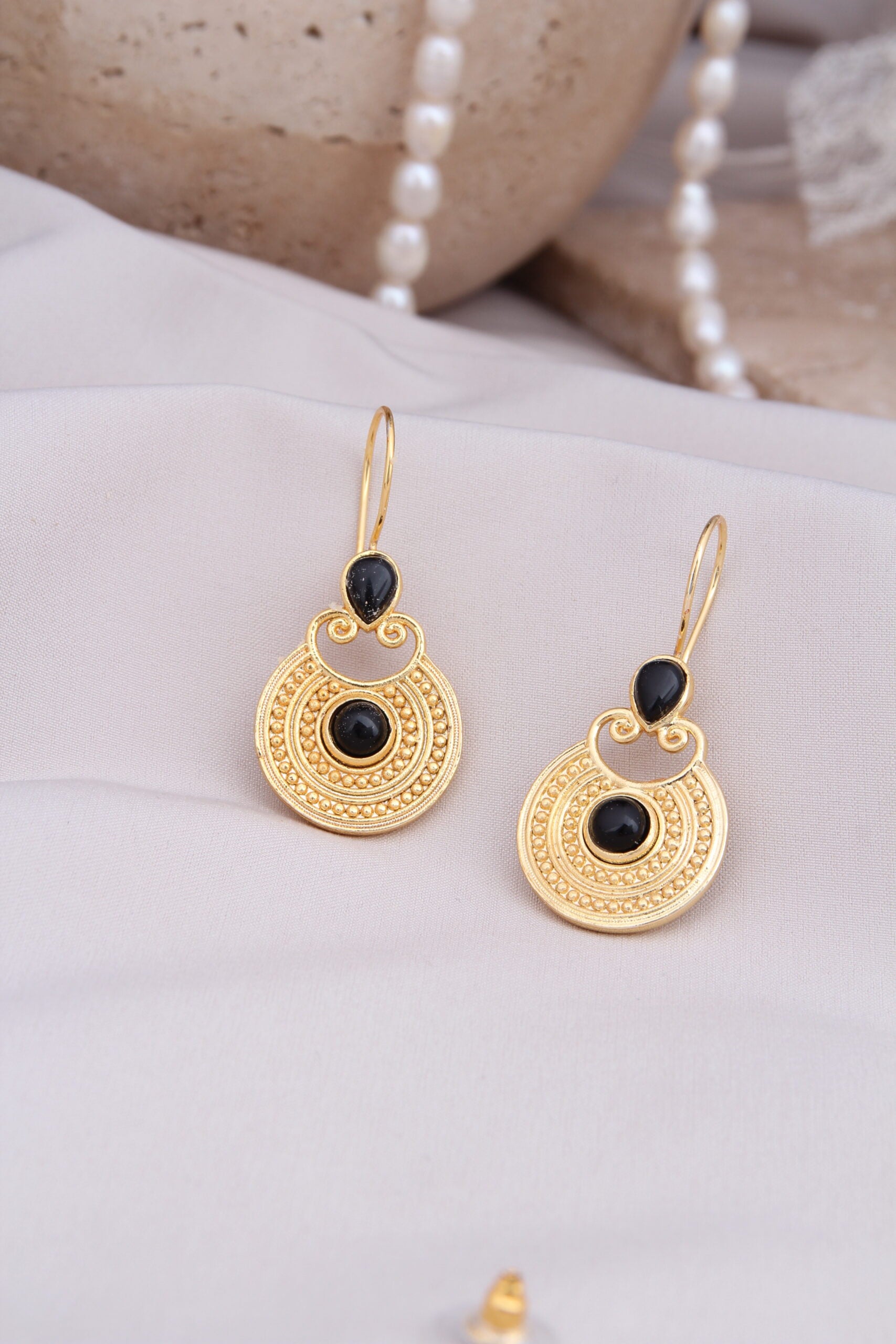 Black Routile Boucles d'oreilles