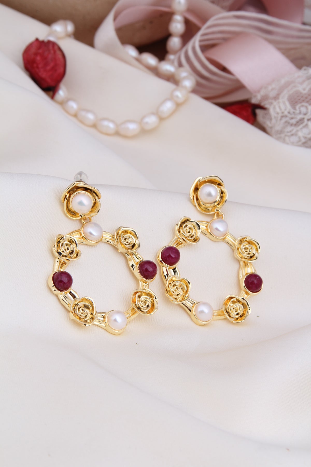 Pearl & Agate Boucles d'oreilles