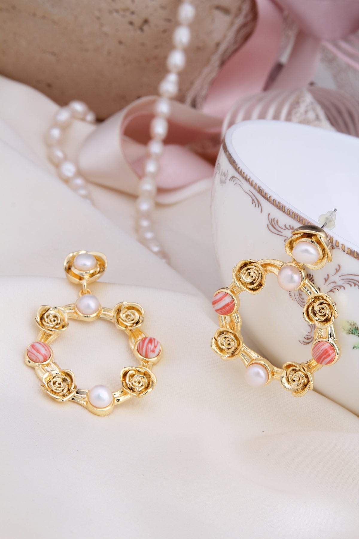 Pearl & Varasite  Boucles d'oreilles