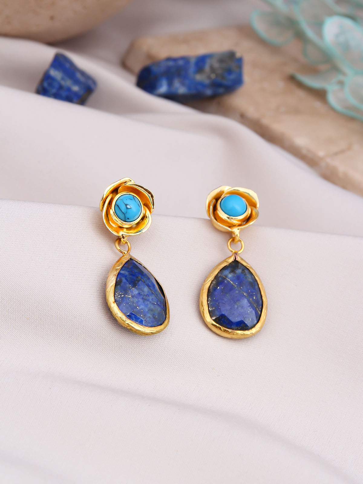 Turquoise & Lapis Boucles d'oreilles